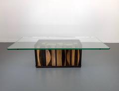 Curtis Jere Brutalist Coffee Table Gilt Metal and Brass Mid Century Style