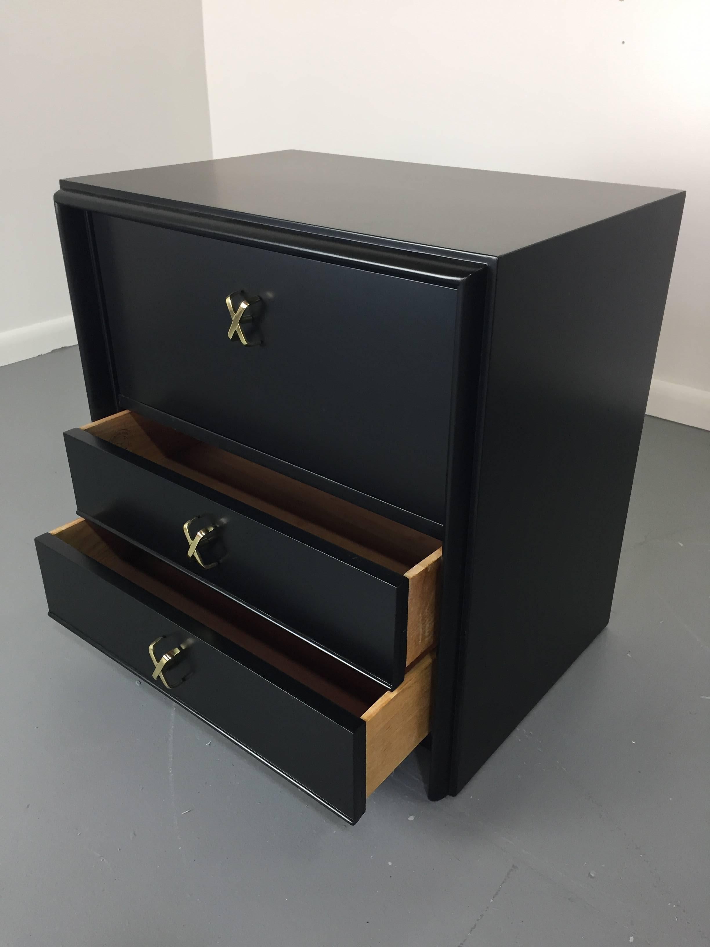 American Paul Frankl for Johnson Furniture Lacquered Nightstands, 1950s, Pair Mid Century