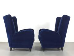Paola Buffa Lounge Chairs in Navy Velvet, a Pair