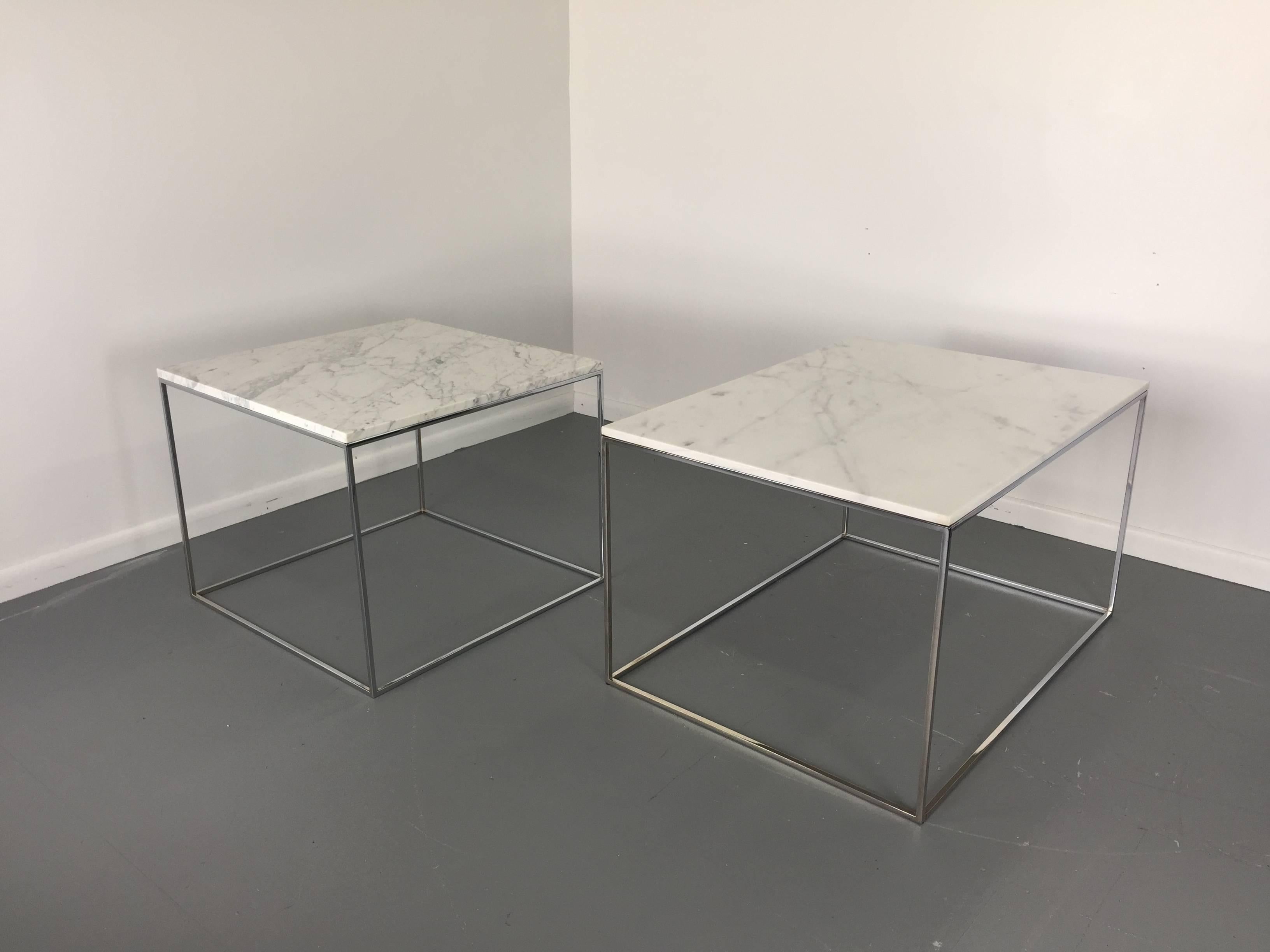 American Milo Baughman for Thayer Coggin Chrome & Marble Occasional Tables, Mid Century