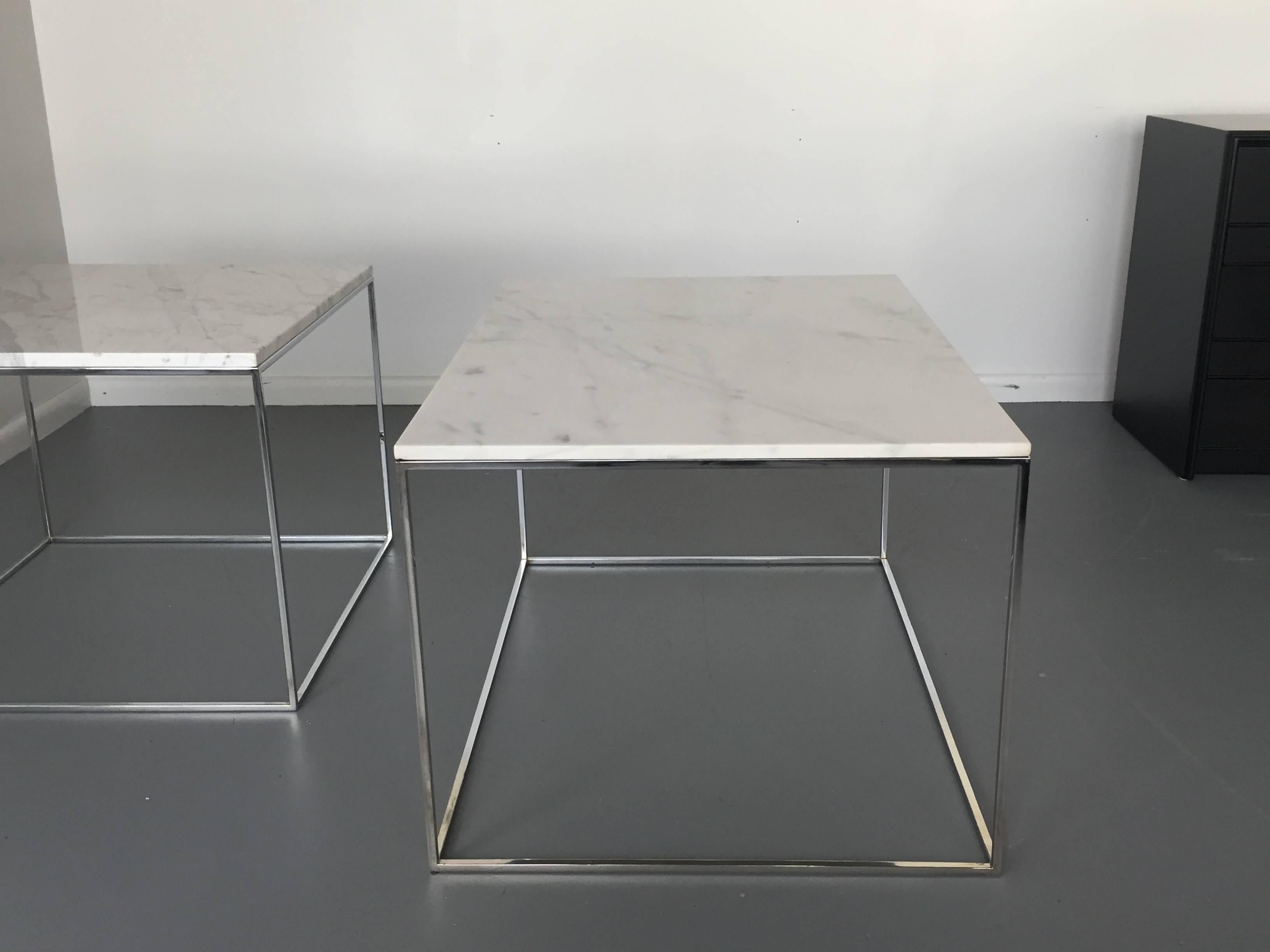 Milo Baughman for Thayer Coggin Chrome & Marble Occasional Tables, Mid Century 2