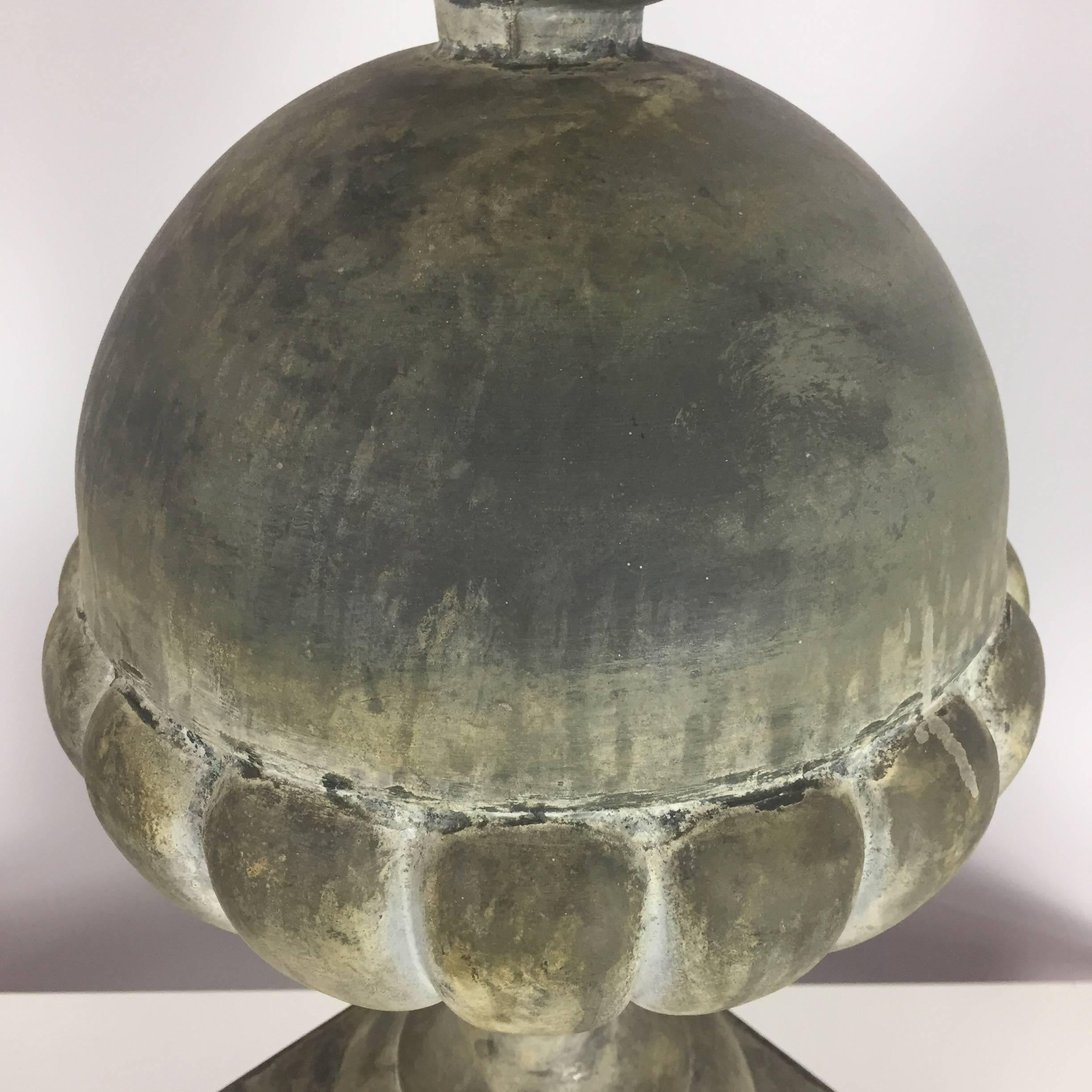 Architectural Zinc Table Lamps of a Substantial Size in the Style of Parzinger In Excellent Condition In Philadelphia, PA