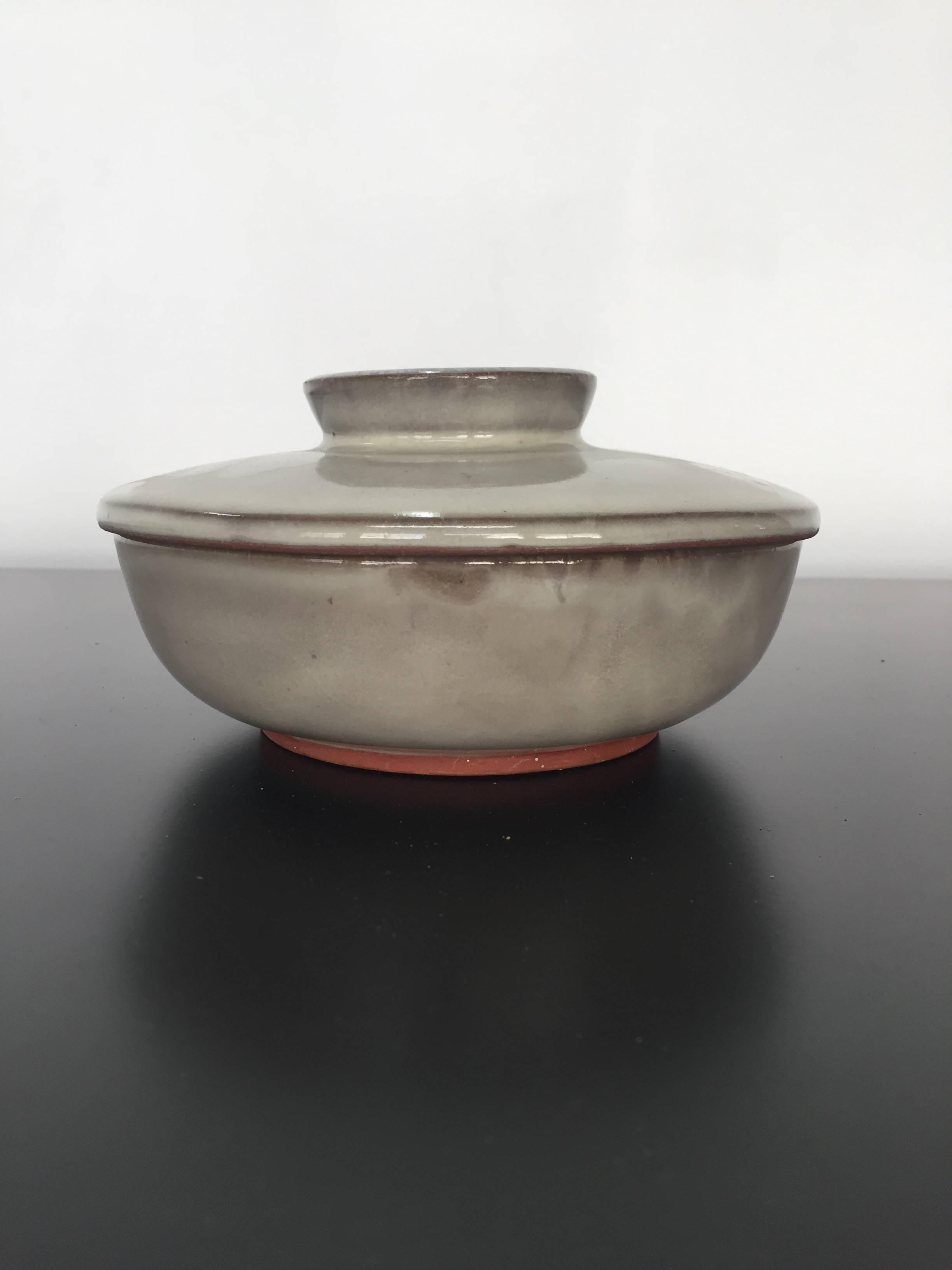 Mid-Century Modern Design Technics Terracotta and Glass Pottery Lidded Box Lee Rosen, Mid Century 