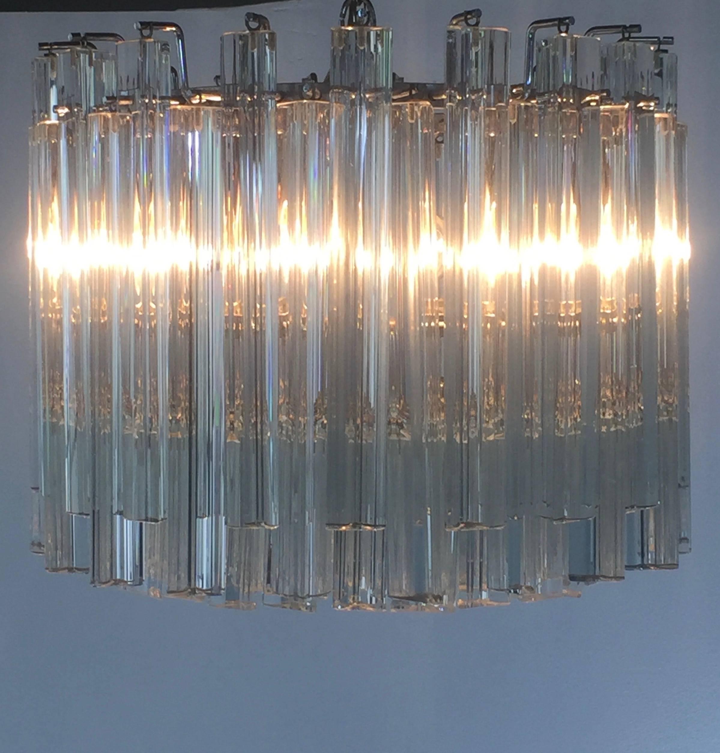 Mid-Century Modern Venini Italian Murano Glass Triangular Prism Chandelier Mid Century 