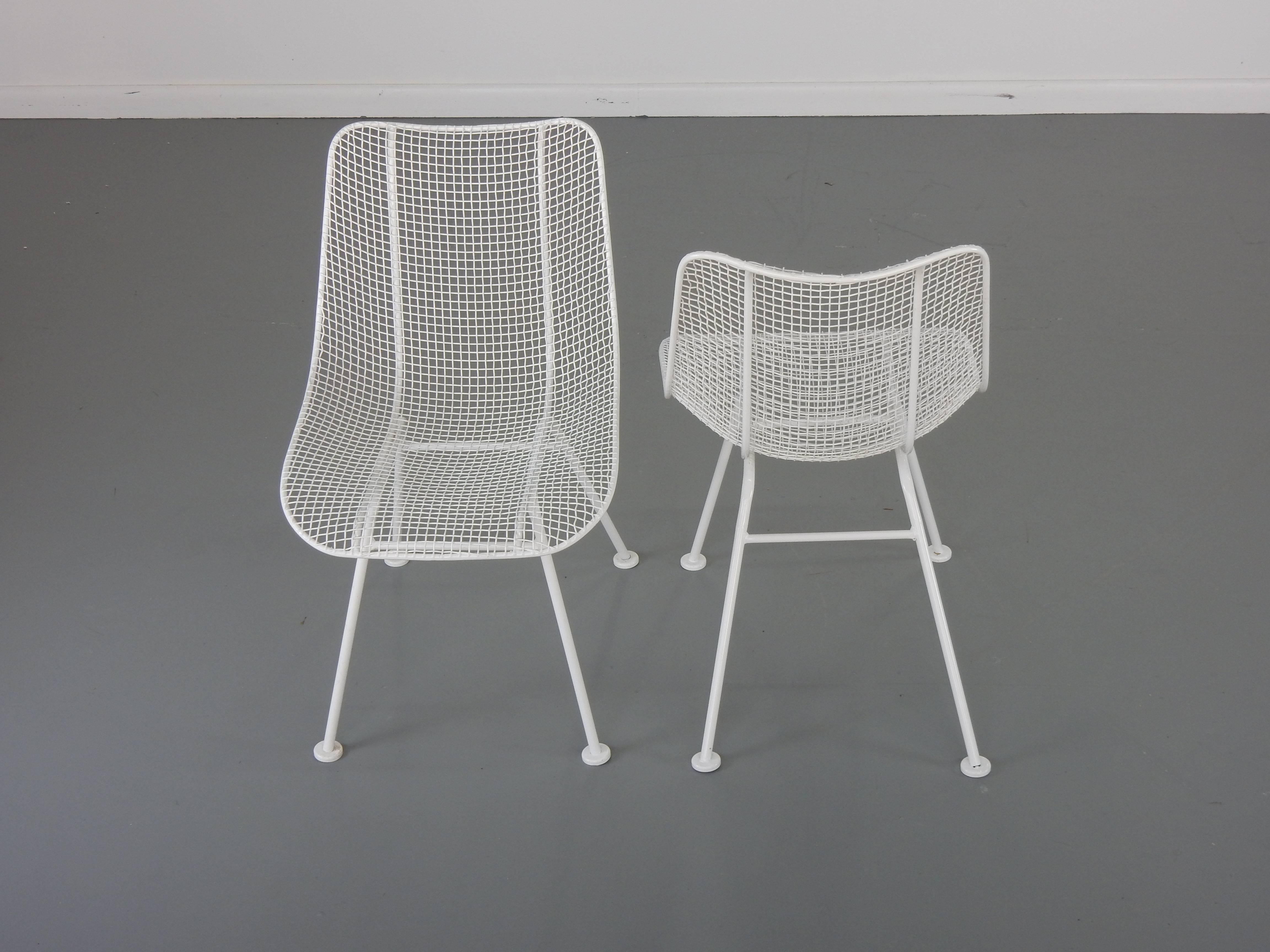 Mid-Century Modern Woodard White Patio Side Chairs, Set of Four Mid Century Bertoia Herman Miller 