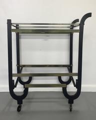 Donald Deskey Art Deco Brass and Ebonized Wood Folding Bar Cart