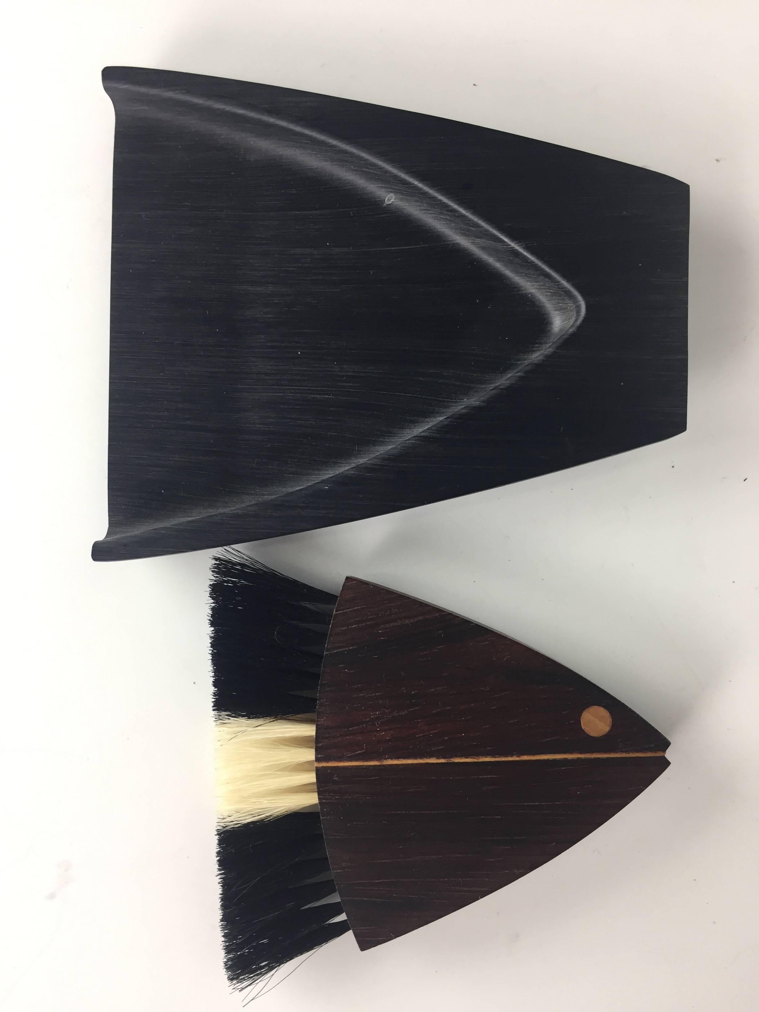Laurids Lonberg fish-shaped crumb sweeper with rosewood and inlays.