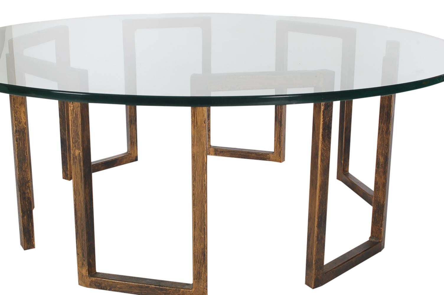 Mid-Century Modern Mid-Century Italian Modern Faux Brass and Glass Cocktail Table After Mastercraft