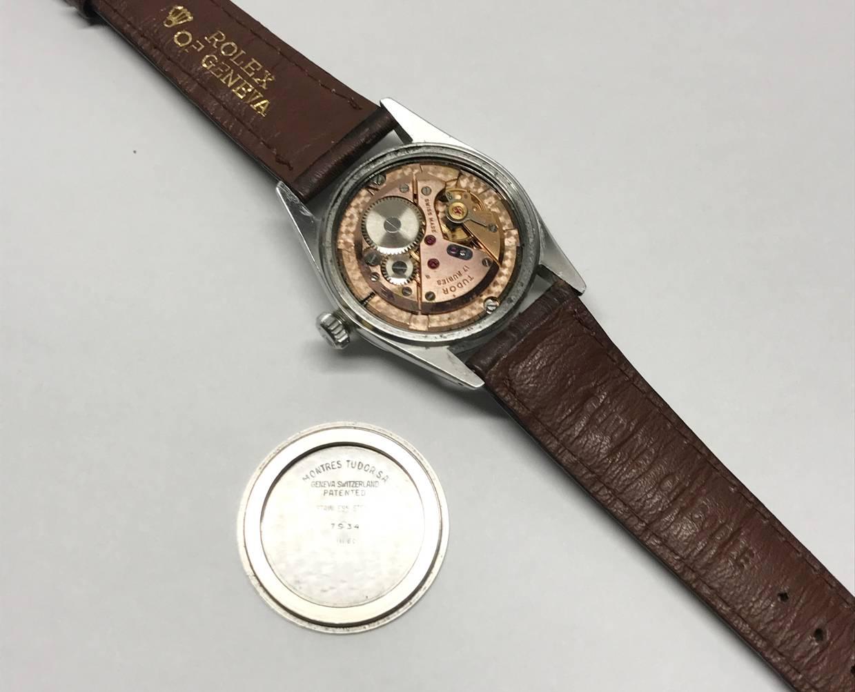 Frühe Rolex Tudor Oyster Herrenarmbanduhr mit grauem California-Zifferblatt und Datum 1