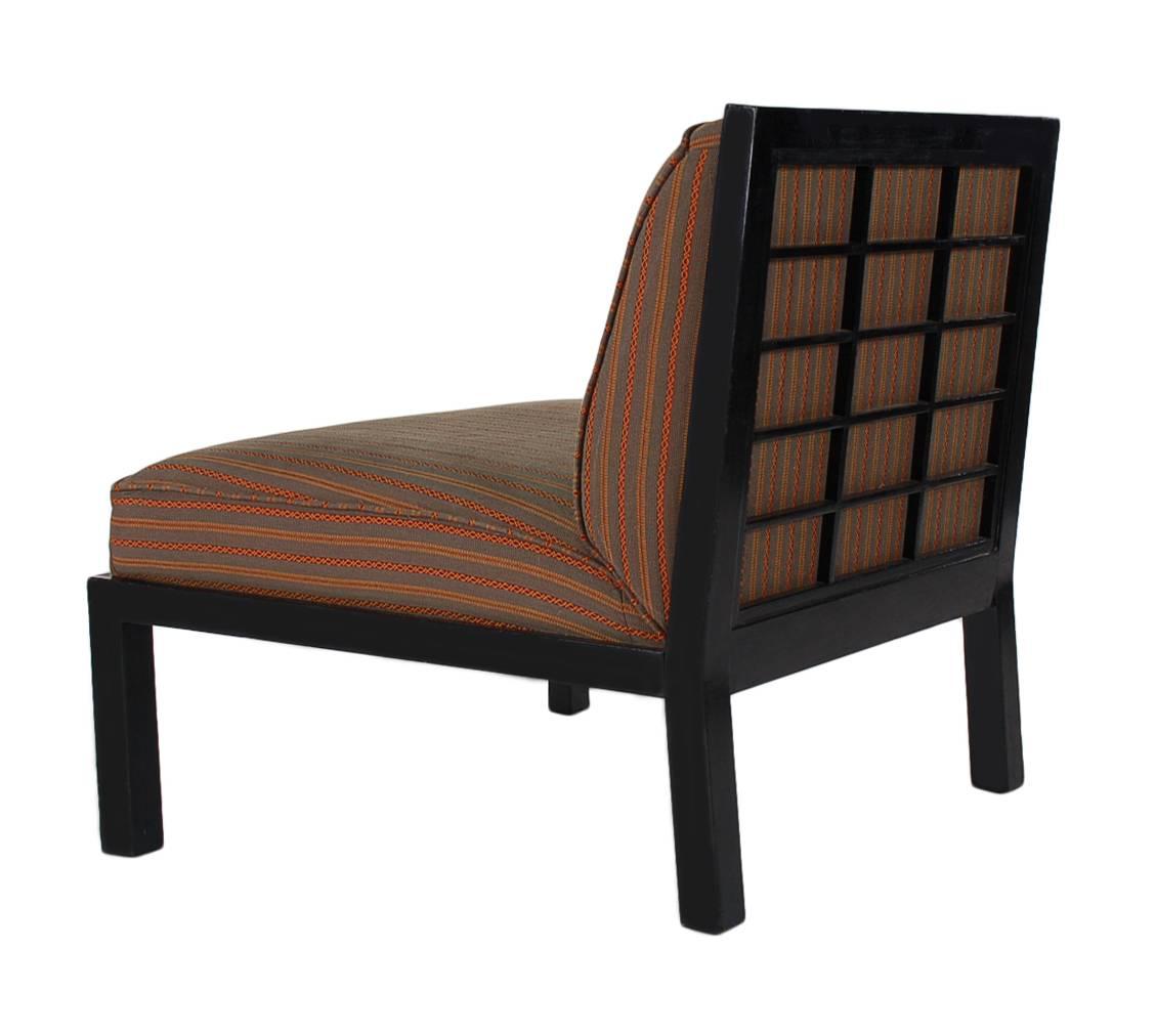 Mid-20th Century Midcentury Asian Modern Black Slipper Lounge Chairs by Michael Taylor for Baker