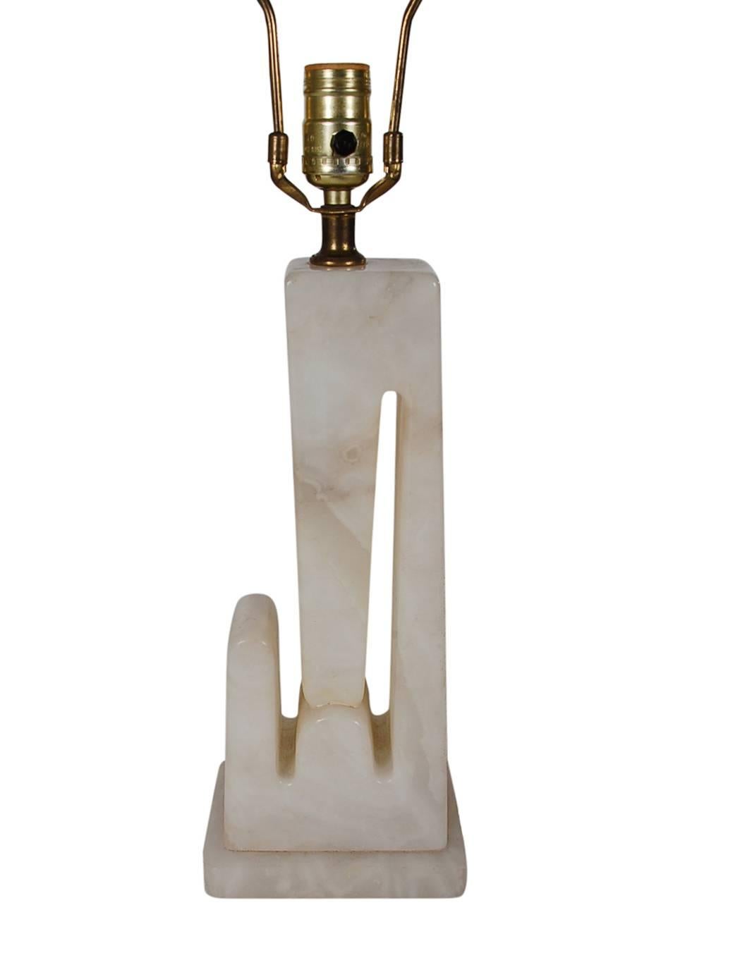 Italian Art Deco Mid-Century Modern Alabaster Marble Table Lamp from Italy