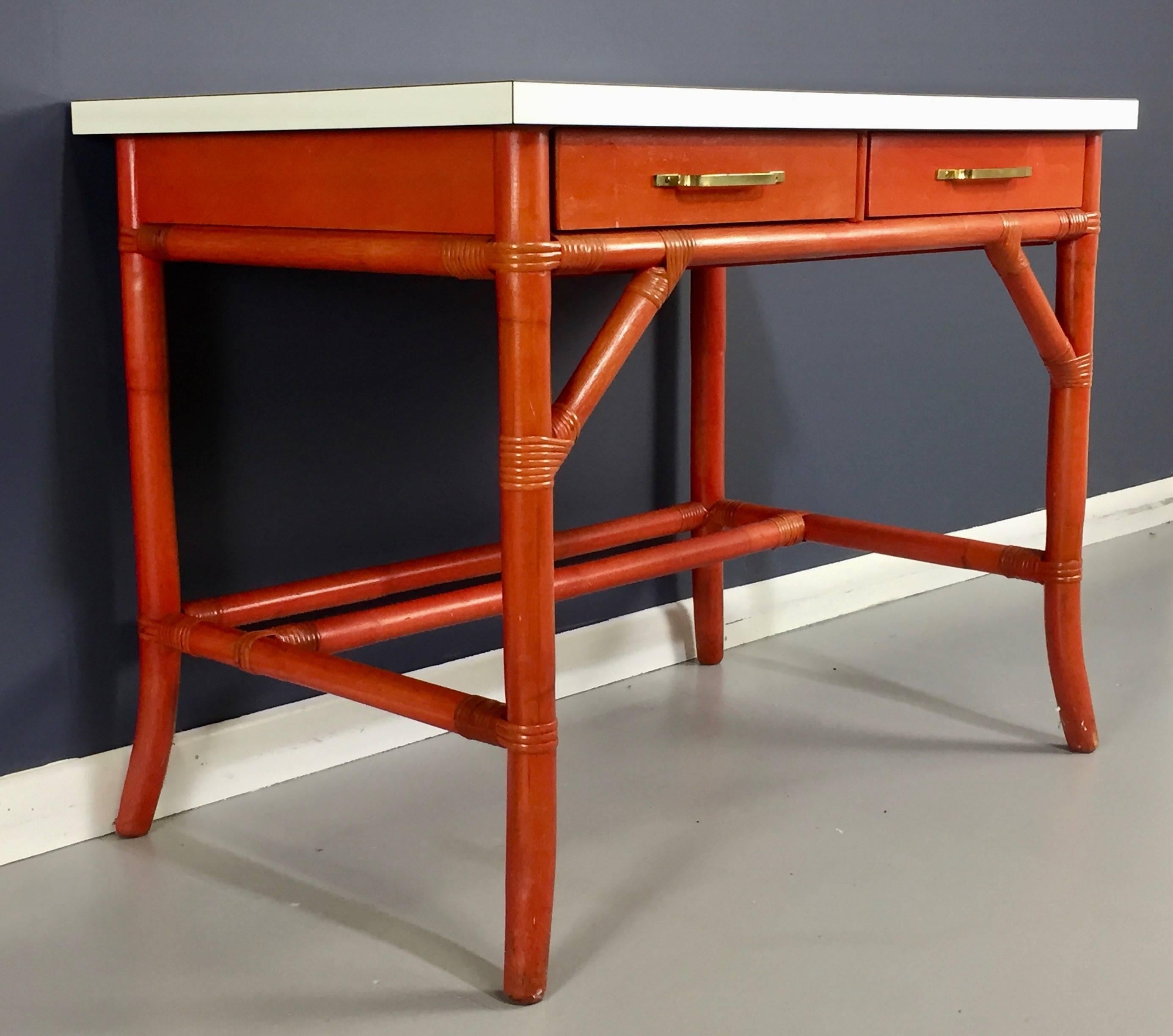 Bamboo Parzinger Attributed Student's Desk by Willow and Reed