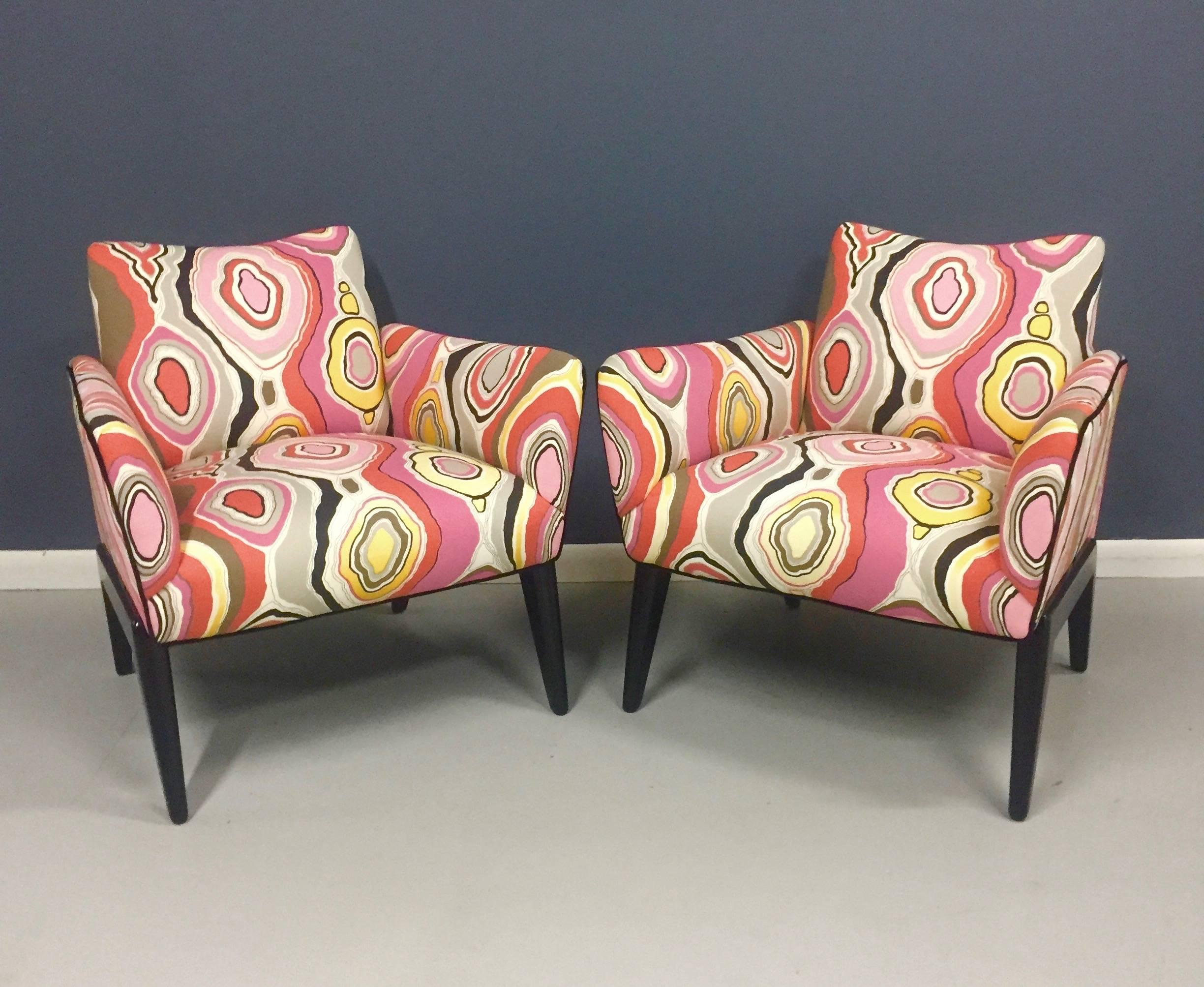 Italian Midcentury Pair of Lounge Chairs in the Style of Ico Parisi 1