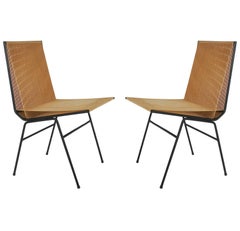 Pair of Mid-Century Modern Allan Gould Cord or String Chairs with Iron Frames