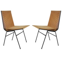 Pair of Mid-Century Modern Allan Gould Cord or String Chairs with Iron Frames