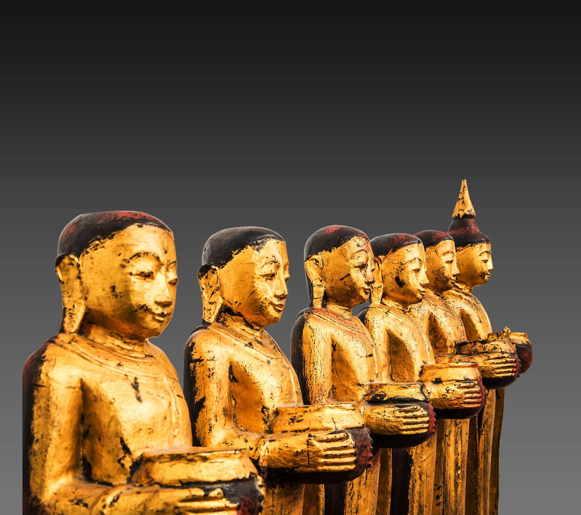 Other Burmese Gilt Wood Medicine Buddhas, 20th Century For Sale