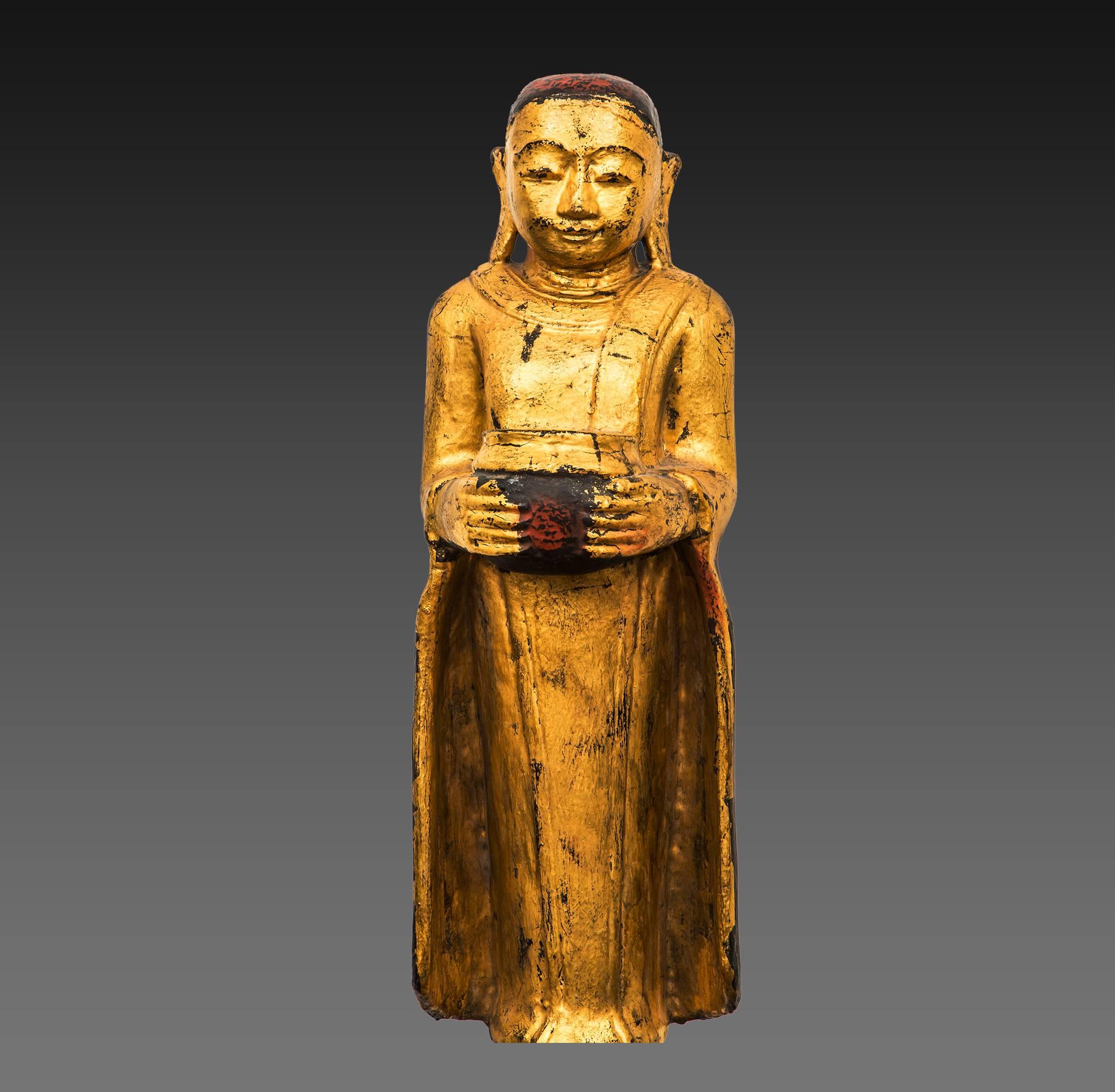 Burmese Gilt Wood Medicine Buddhas, 20th Century In Good Condition For Sale In Vigevano, IT
