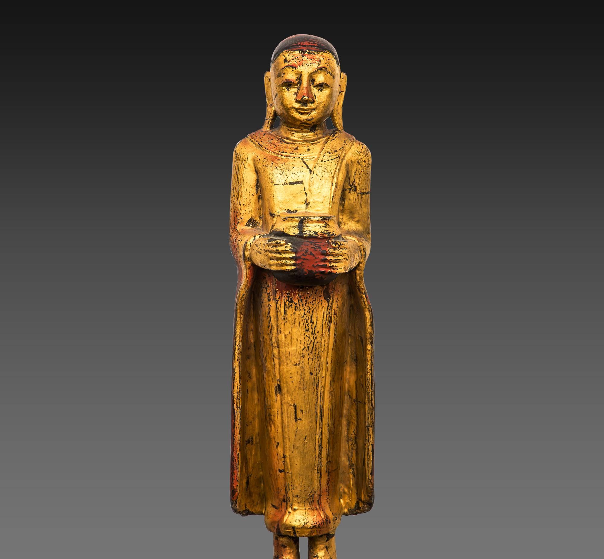 Burmese Gilt Wood Medicine Buddhas, 20th Century For Sale 1