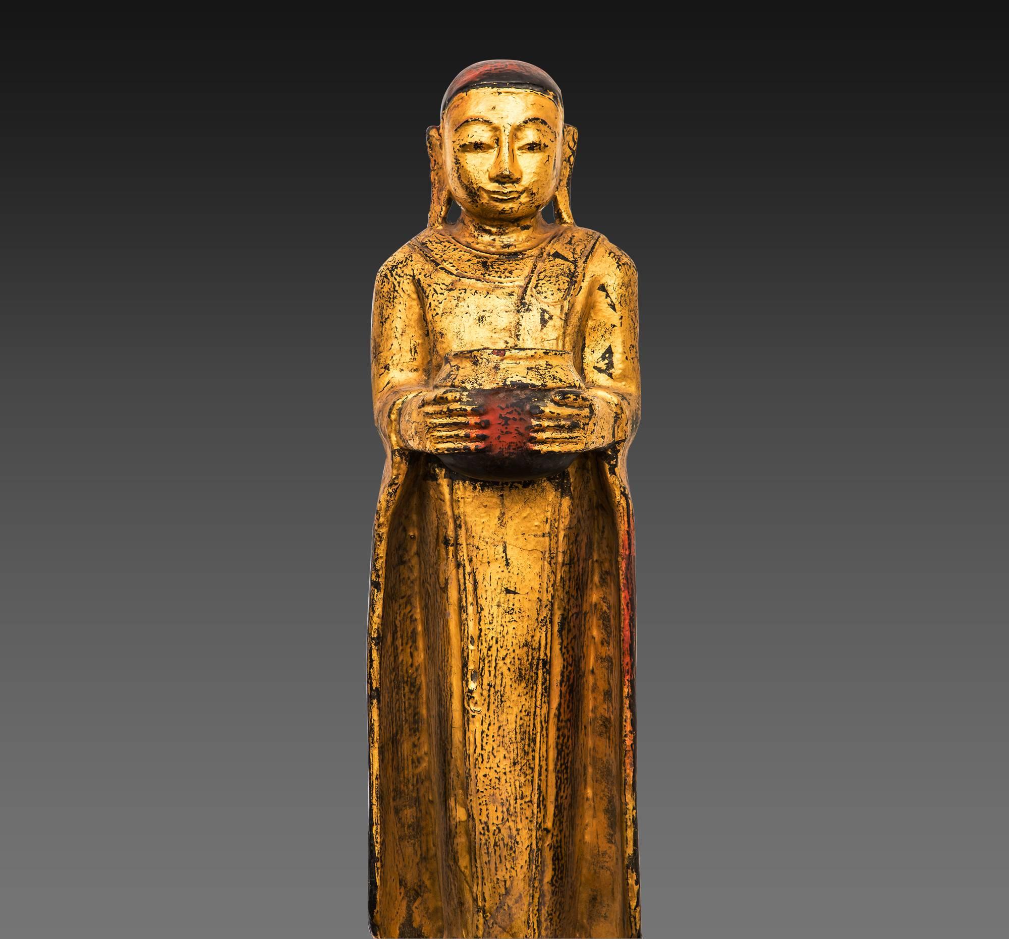 Burmese Gilt Wood Medicine Buddhas, 20th Century For Sale 3
