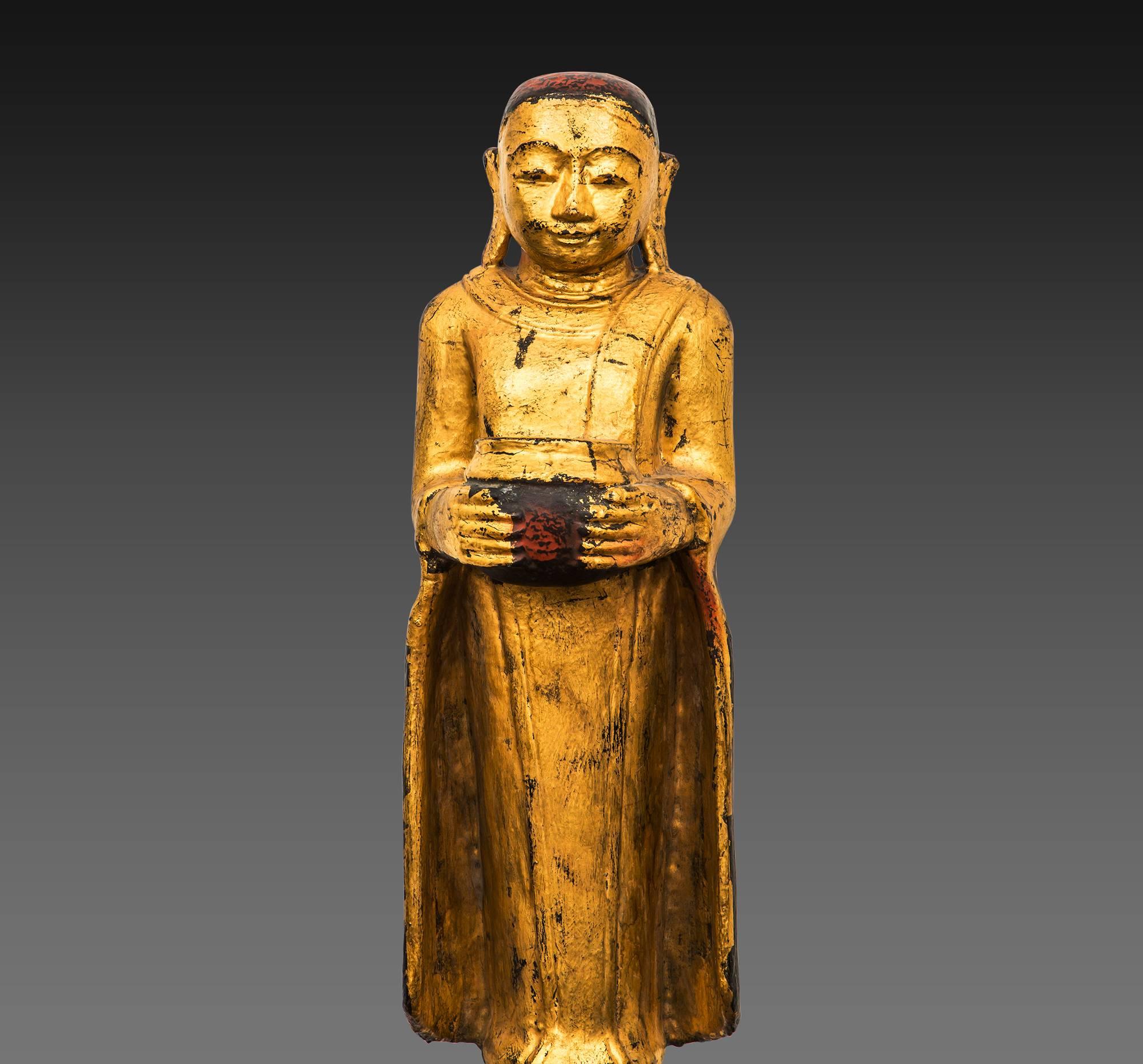 Burmese Gilt Wood Medicine Buddhas, 20th Century For Sale 4