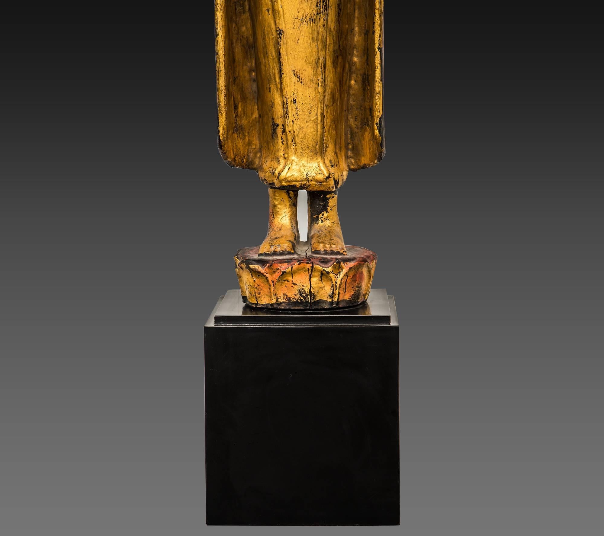 Burmese Gilt Wood Medicine Buddhas, 20th Century For Sale 5