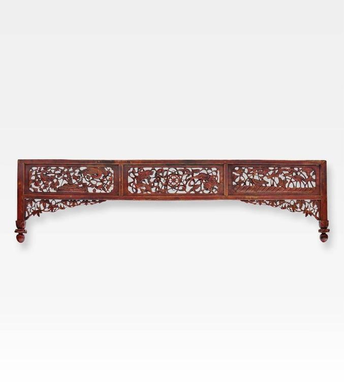 Chinese Carved and Lacquered Canopy Bed For Sale at 1stDibs