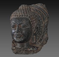 Buddha Head, Pala Period, Schist