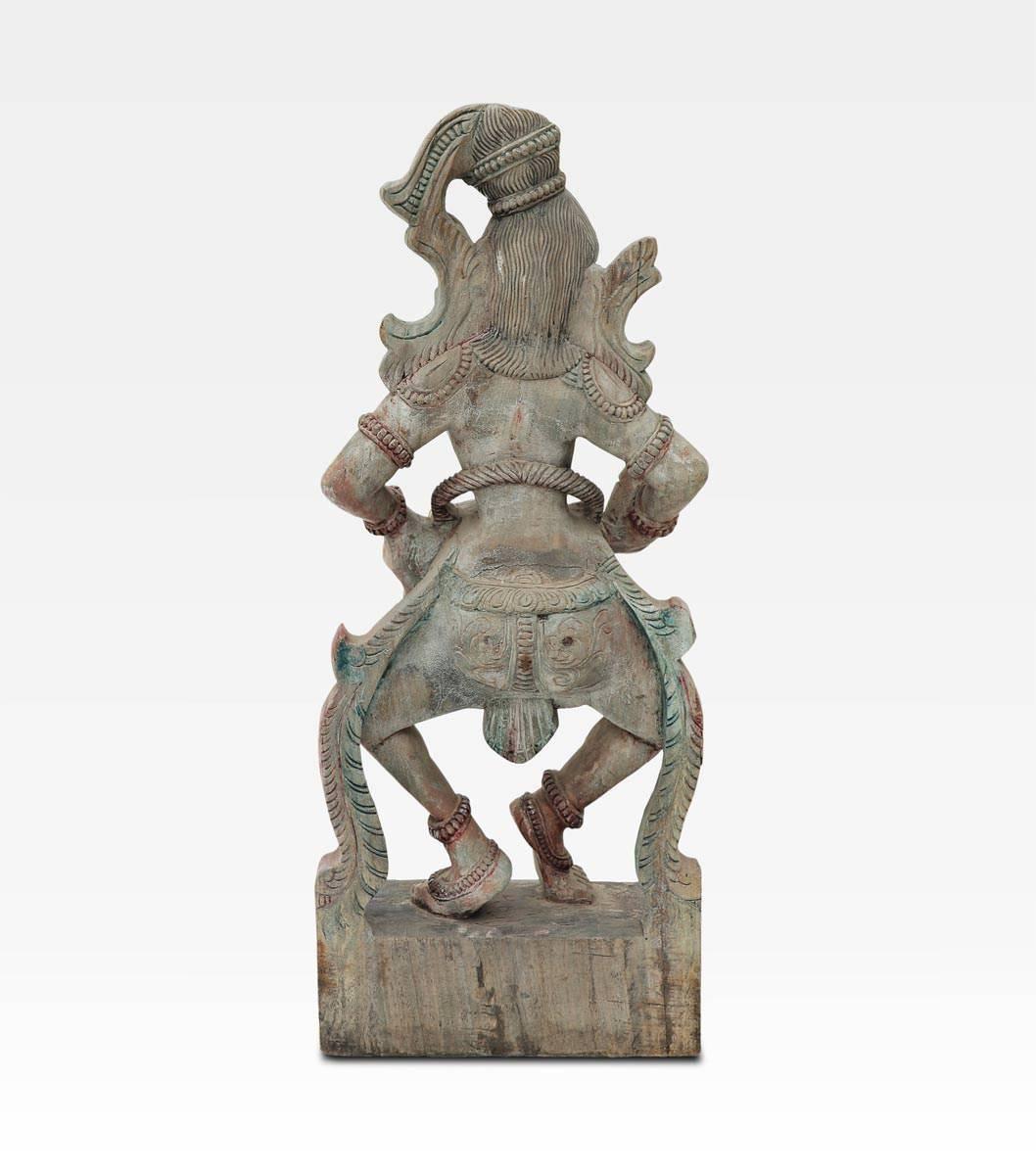 Hand-Carved Indian Wood Sculpture of an Apsaras, 19th Century, India For Sale