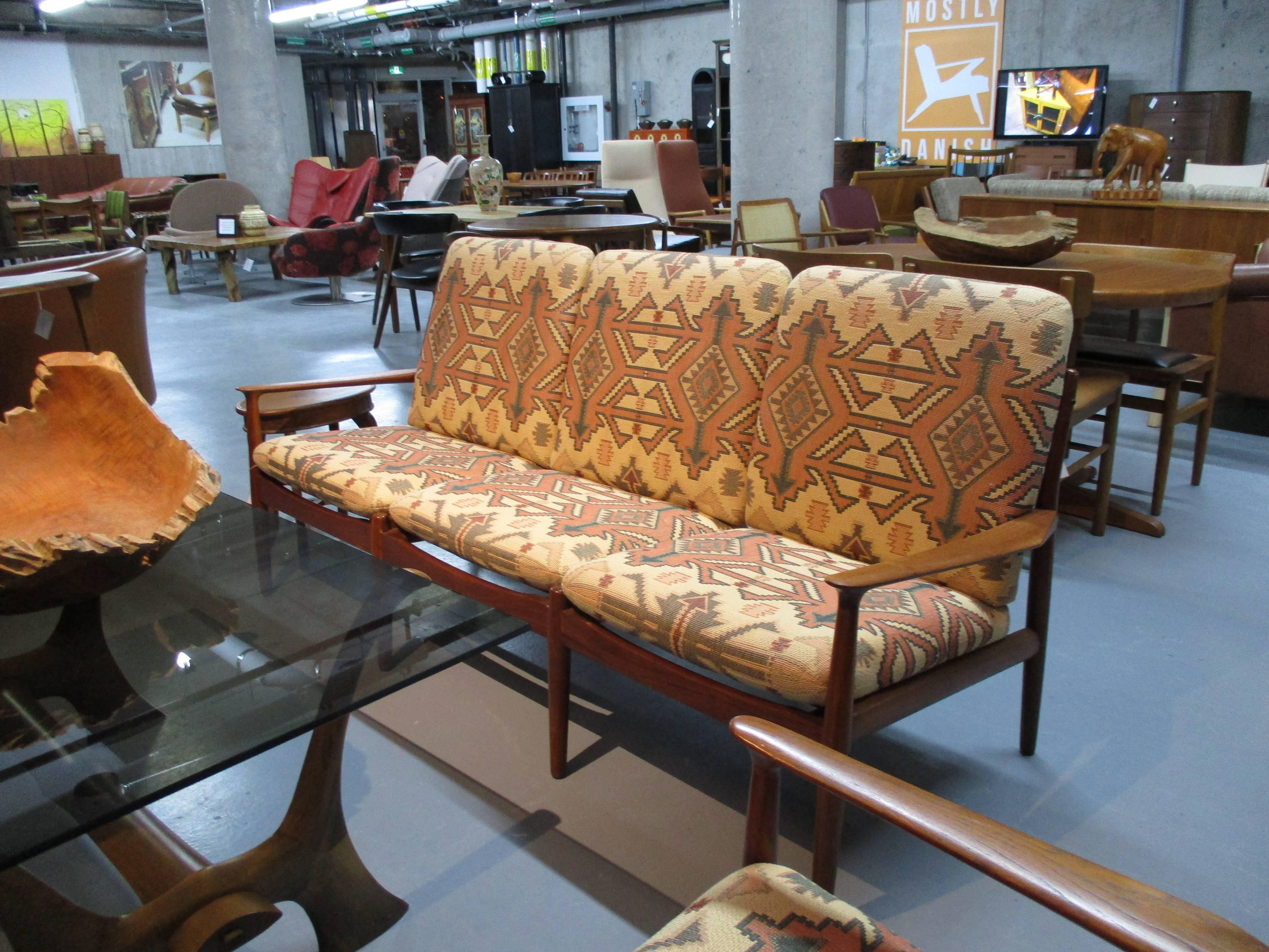 Greta Jalk Sofa and Armchair Living Room Set in Teak In Excellent Condition In Ottawa, ON