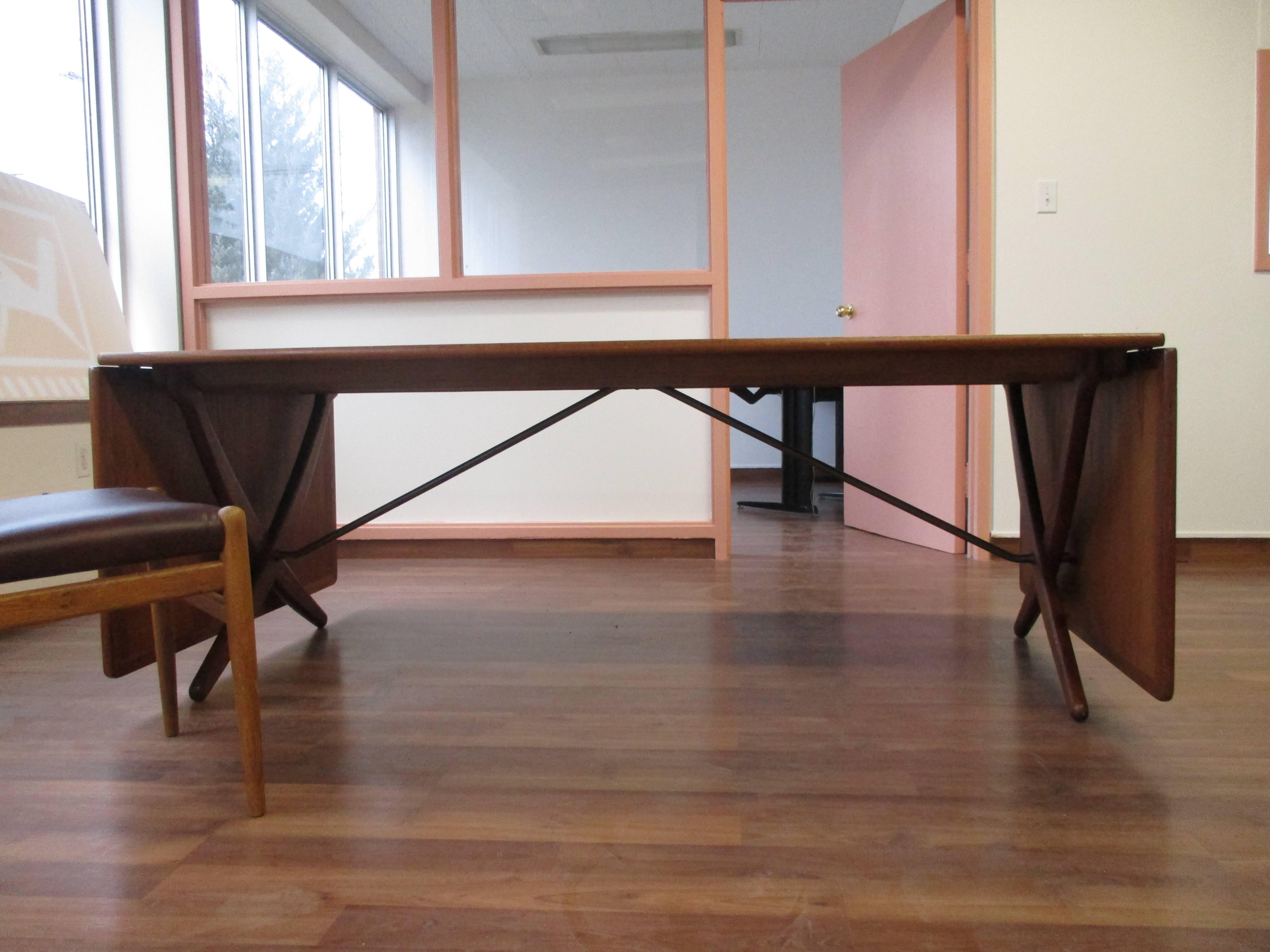 Brass Rare Hans Wegner AT-314 Dining Table in Teak by Andreas Tuck For Sale