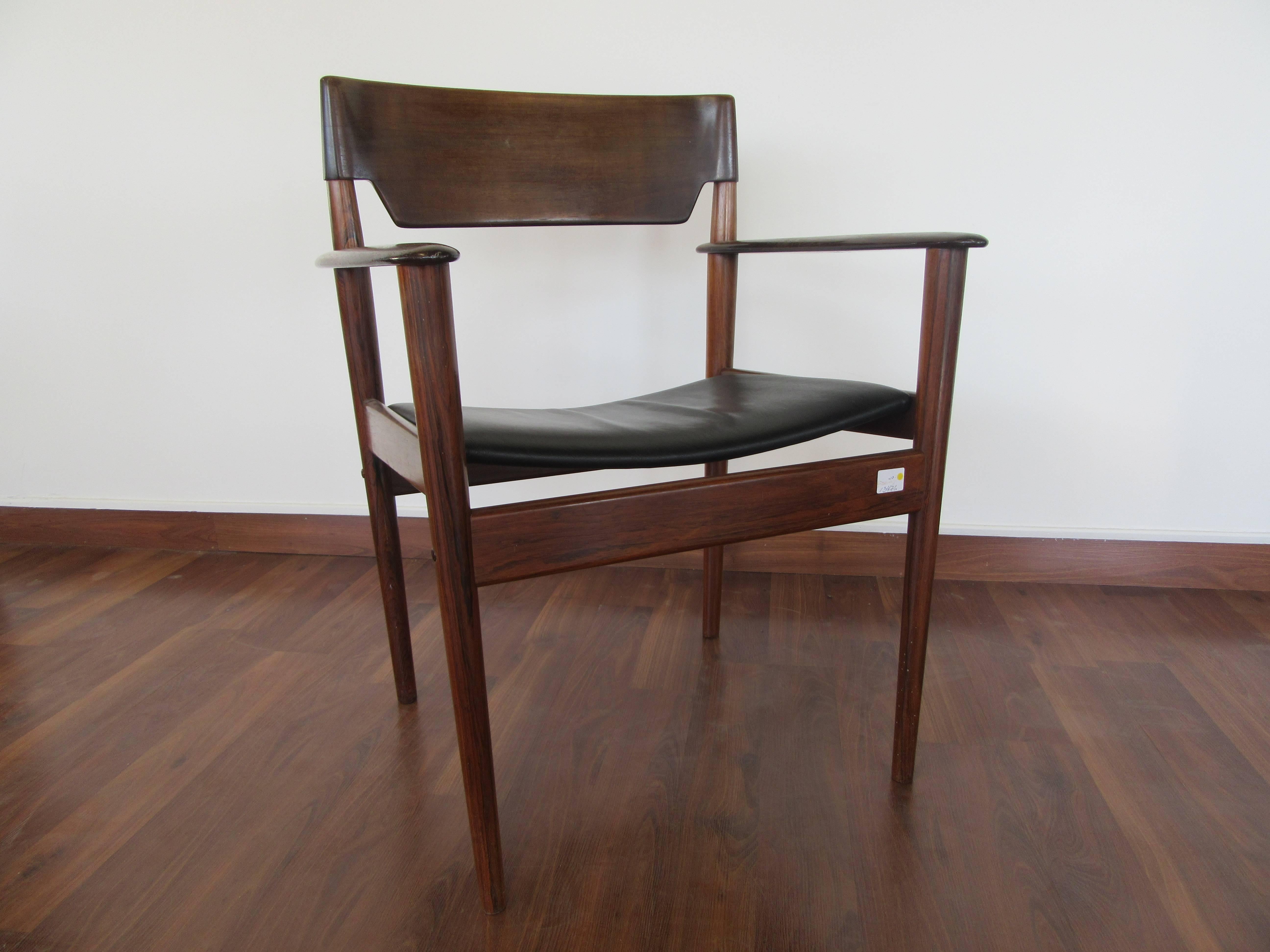 Danish Opulent Rosewood Armchairs by Grete Jalk with Leather Seats For Sale