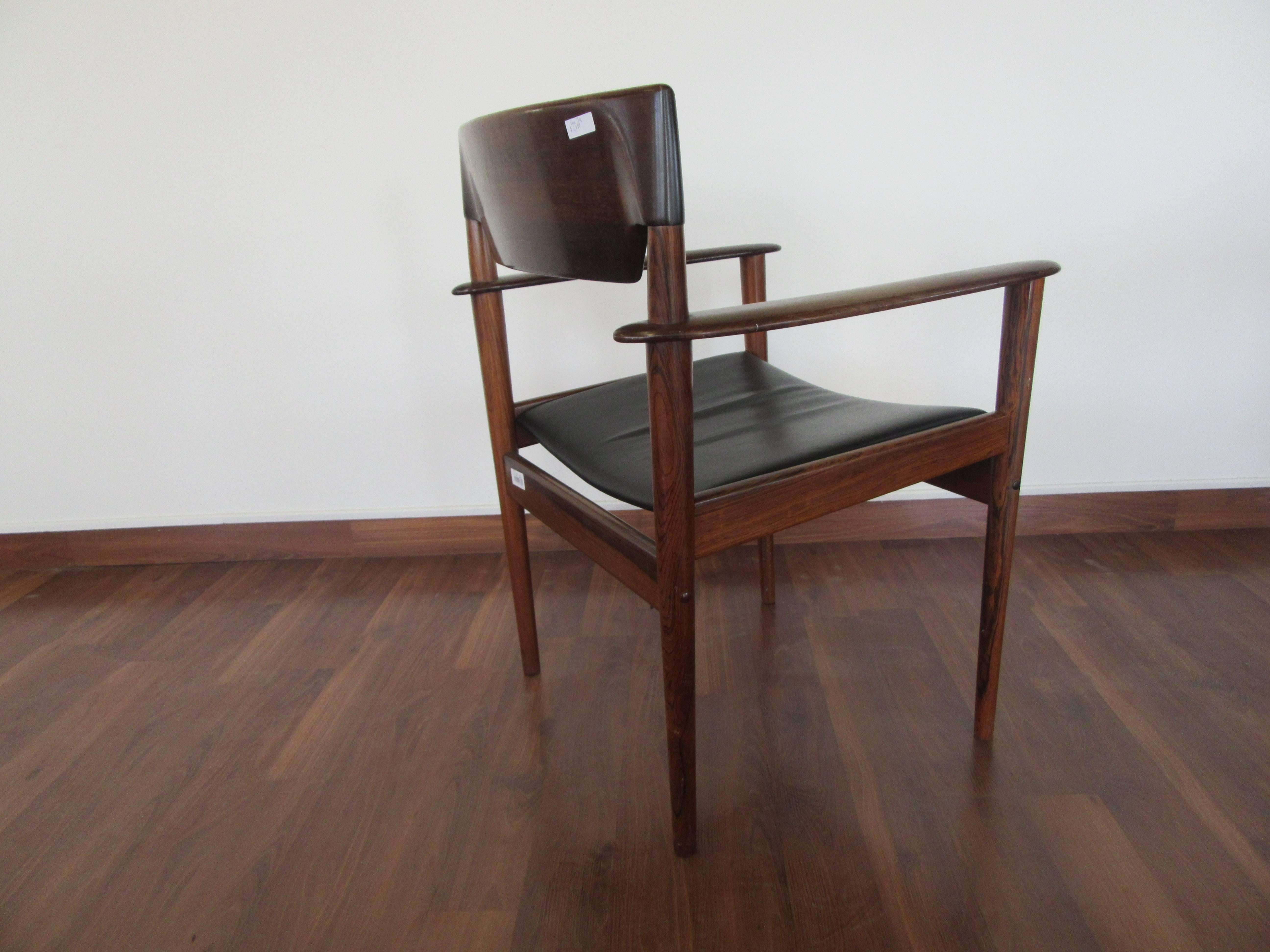 Opulent Rosewood Armchairs by Grete Jalk with Leather Seats For Sale 1