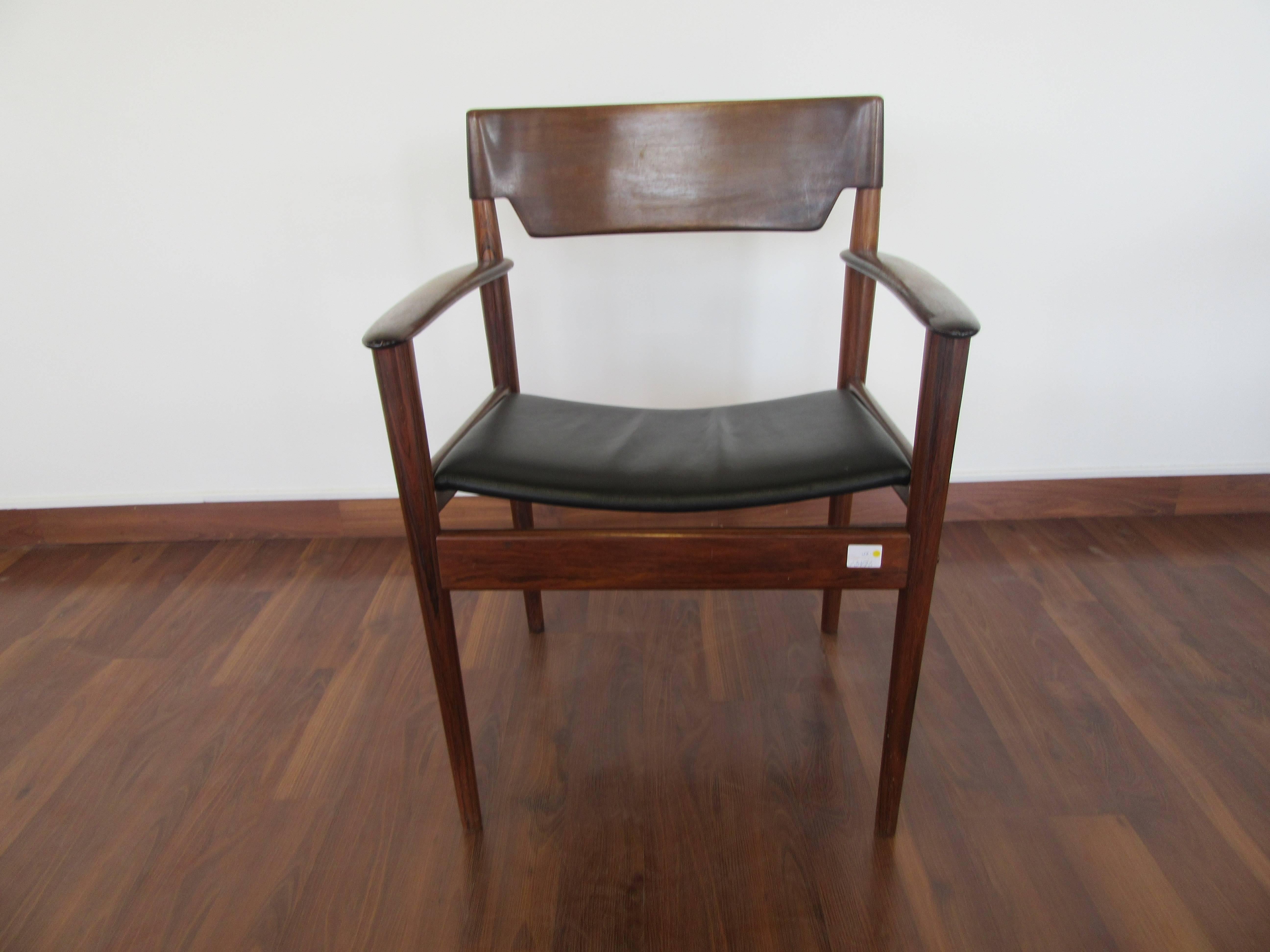 Opulent Rosewood Armchairs by Grete Jalk with Leather Seats For Sale 3