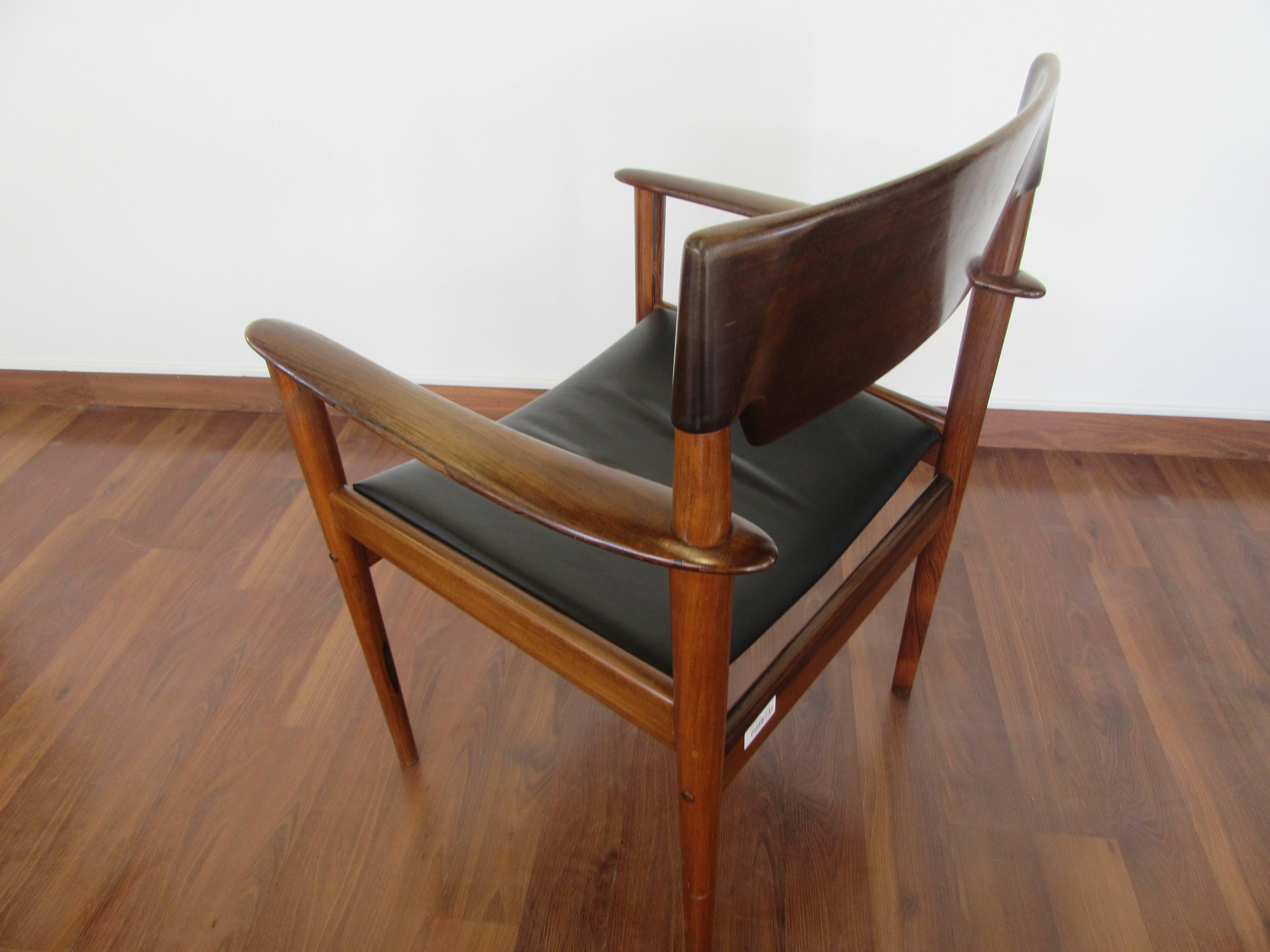 Opulent Rosewood Armchairs by Grete Jalk with Leather Seats For Sale 4