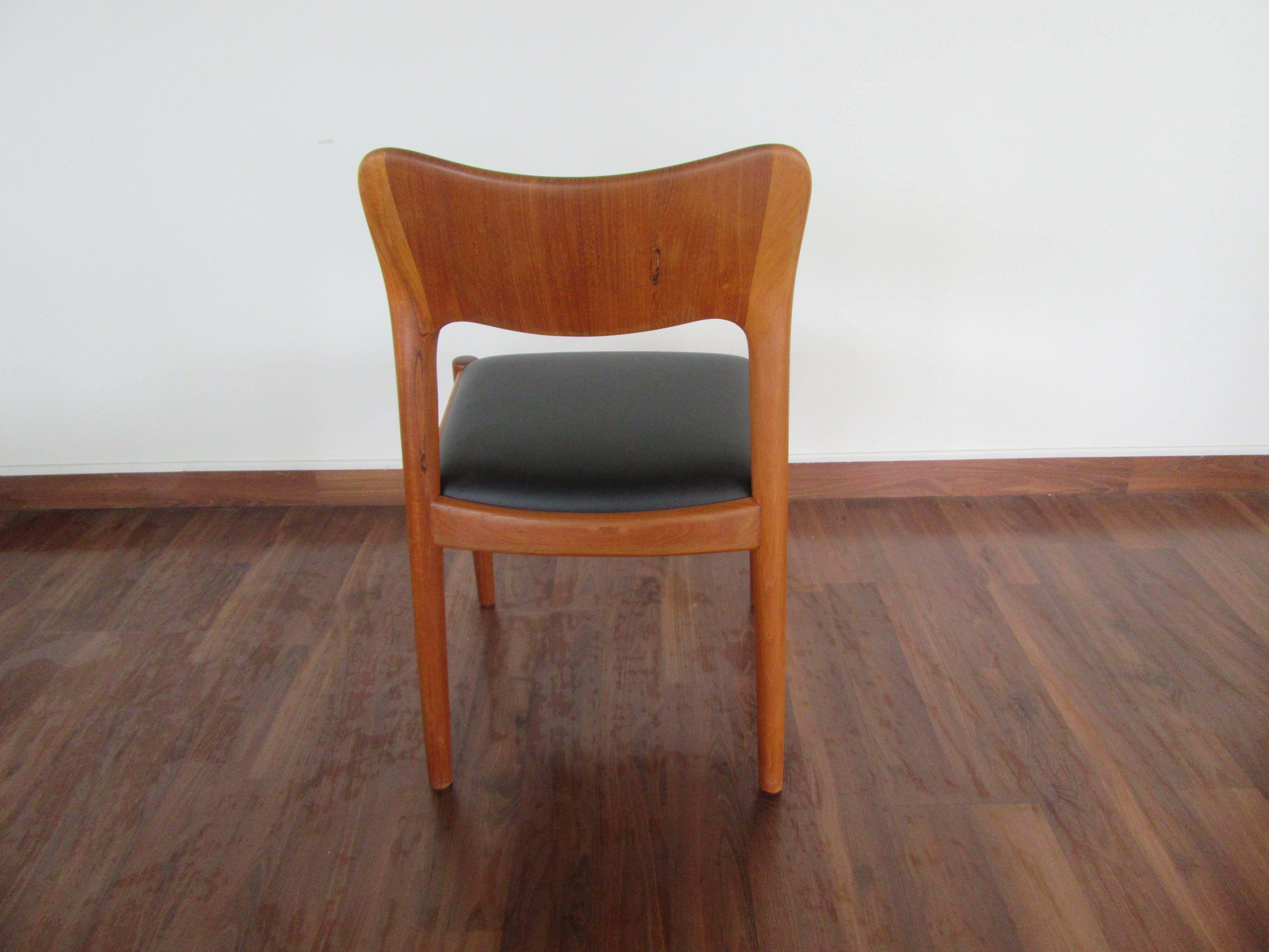 Mid-20th Century Set of Three Teak Dining Chairs by Koefoed Hornslet with Leather Seats