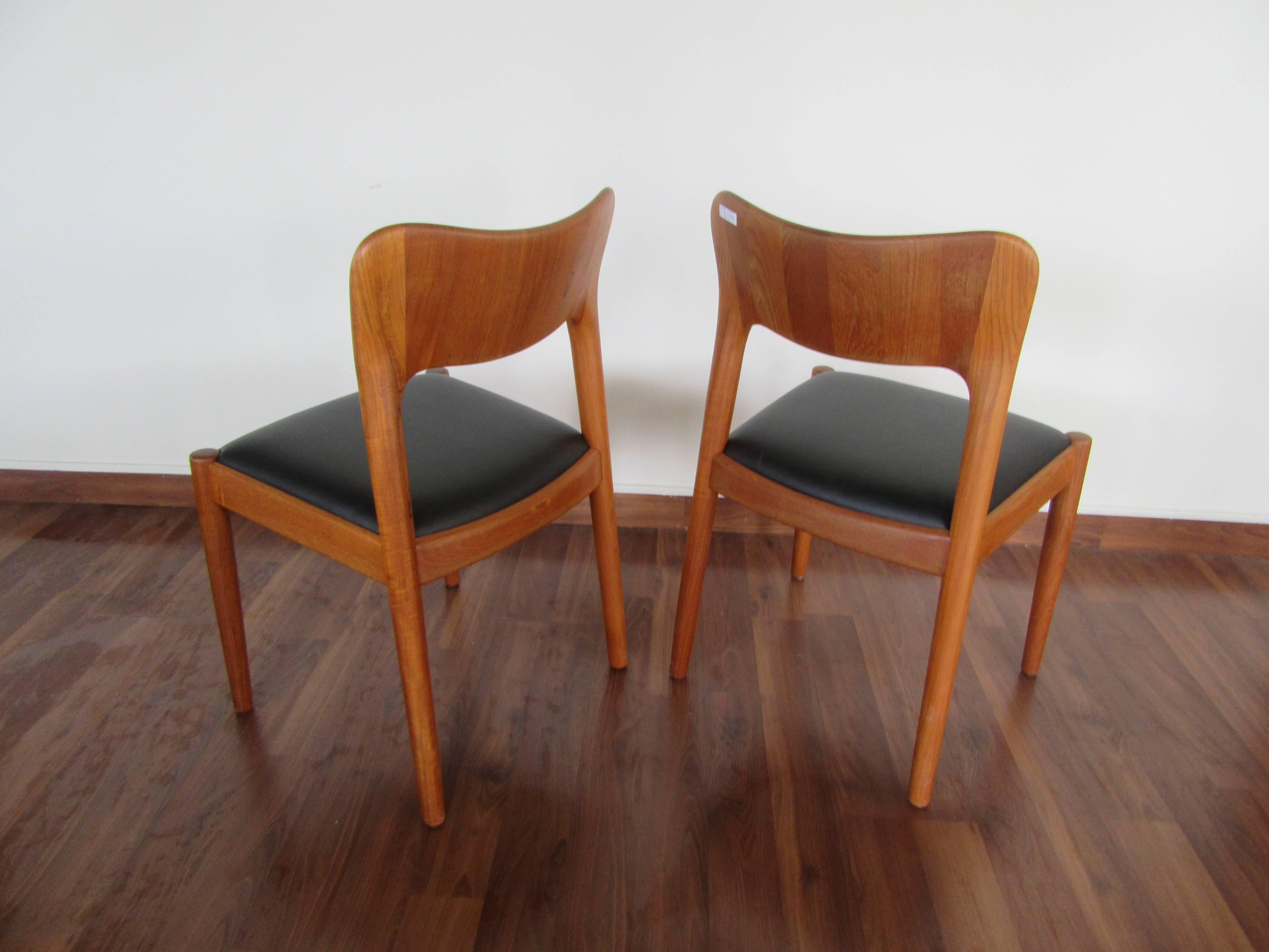 Set of Three Teak Dining Chairs by Koefoed Hornslet with Leather Seats 2