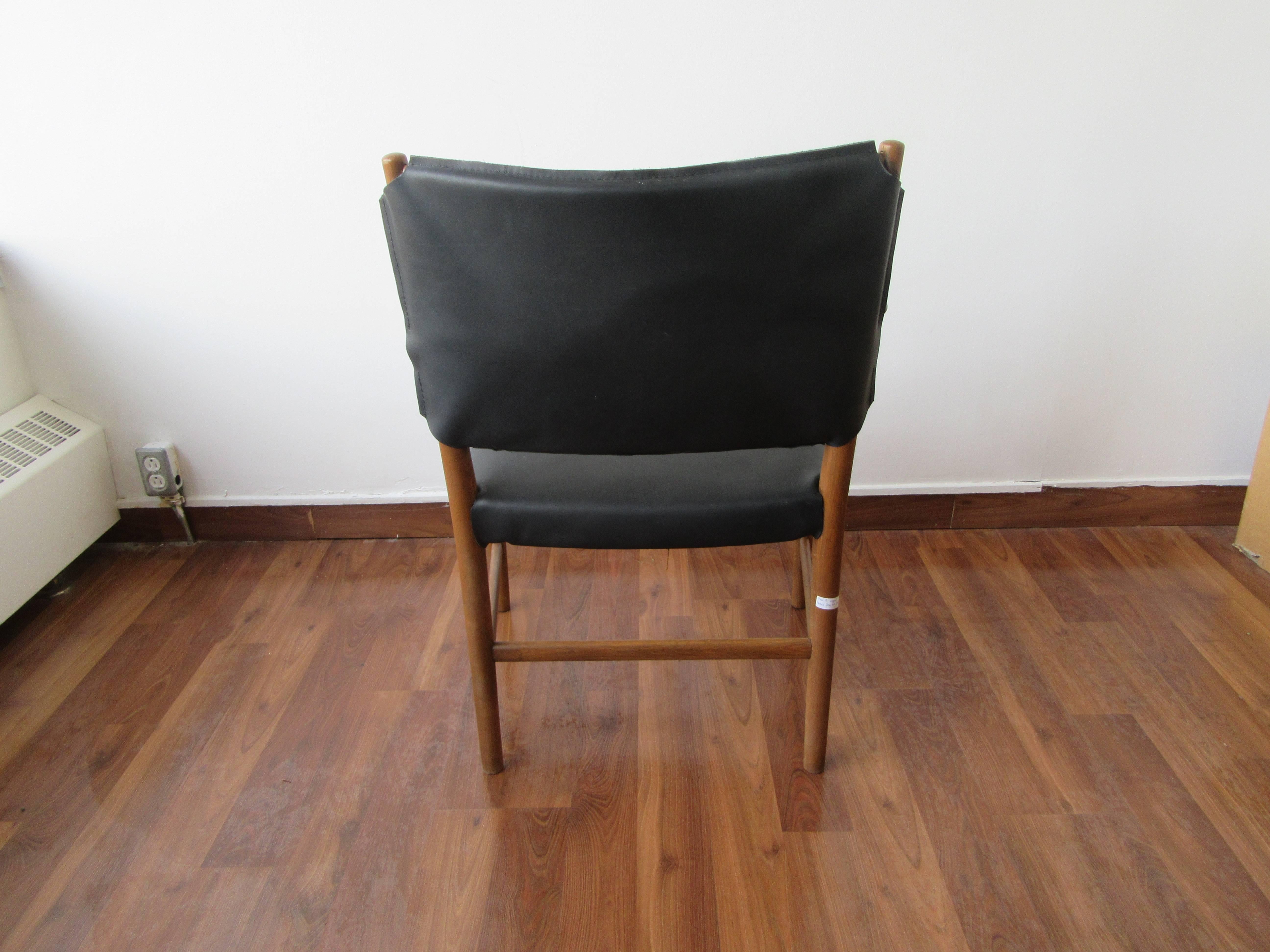 Danish Pair of Aarhus City Hall Chairs by Hans Wegner Reupholstered in Black Leather For Sale