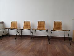 Poul Kjærholm Four PK1 Chairs in Wicker with Steel Frame
