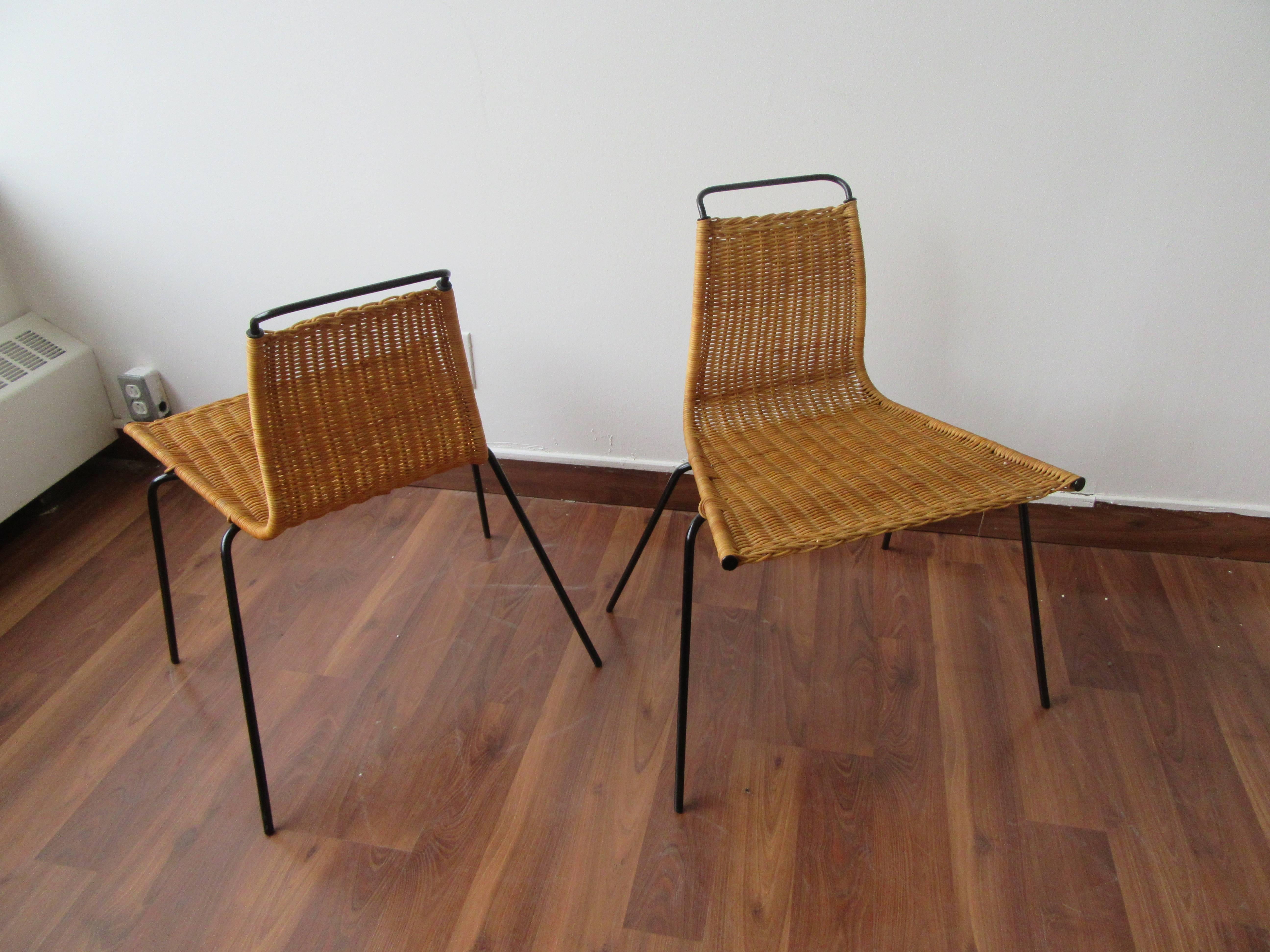 Mid-Century Modern Poul Kjærholm Four PK1 Chairs in Wicker with Steel Frame For Sale