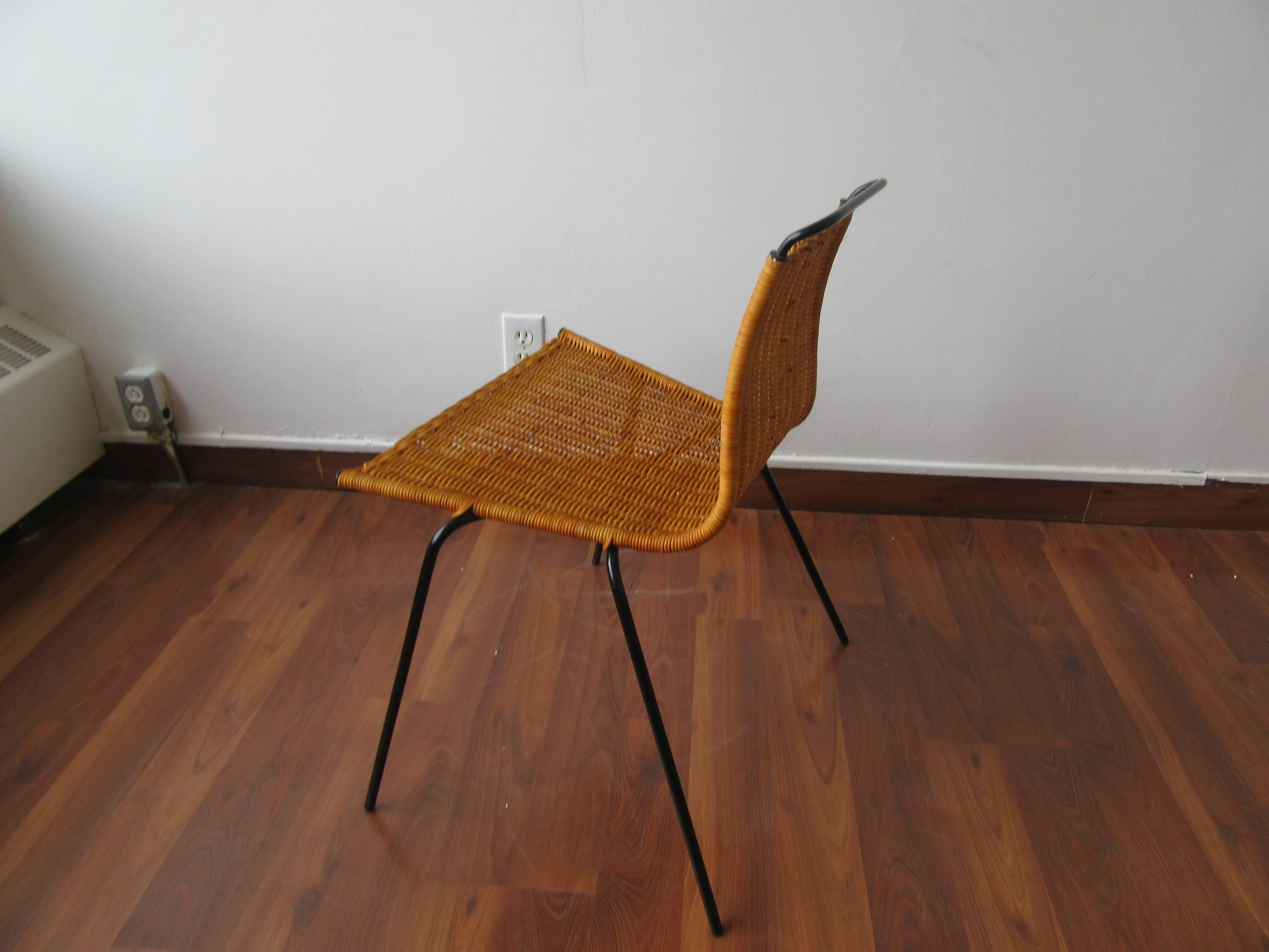 Danish Poul Kjærholm Four PK1 Chairs in Wicker with Steel Frame For Sale