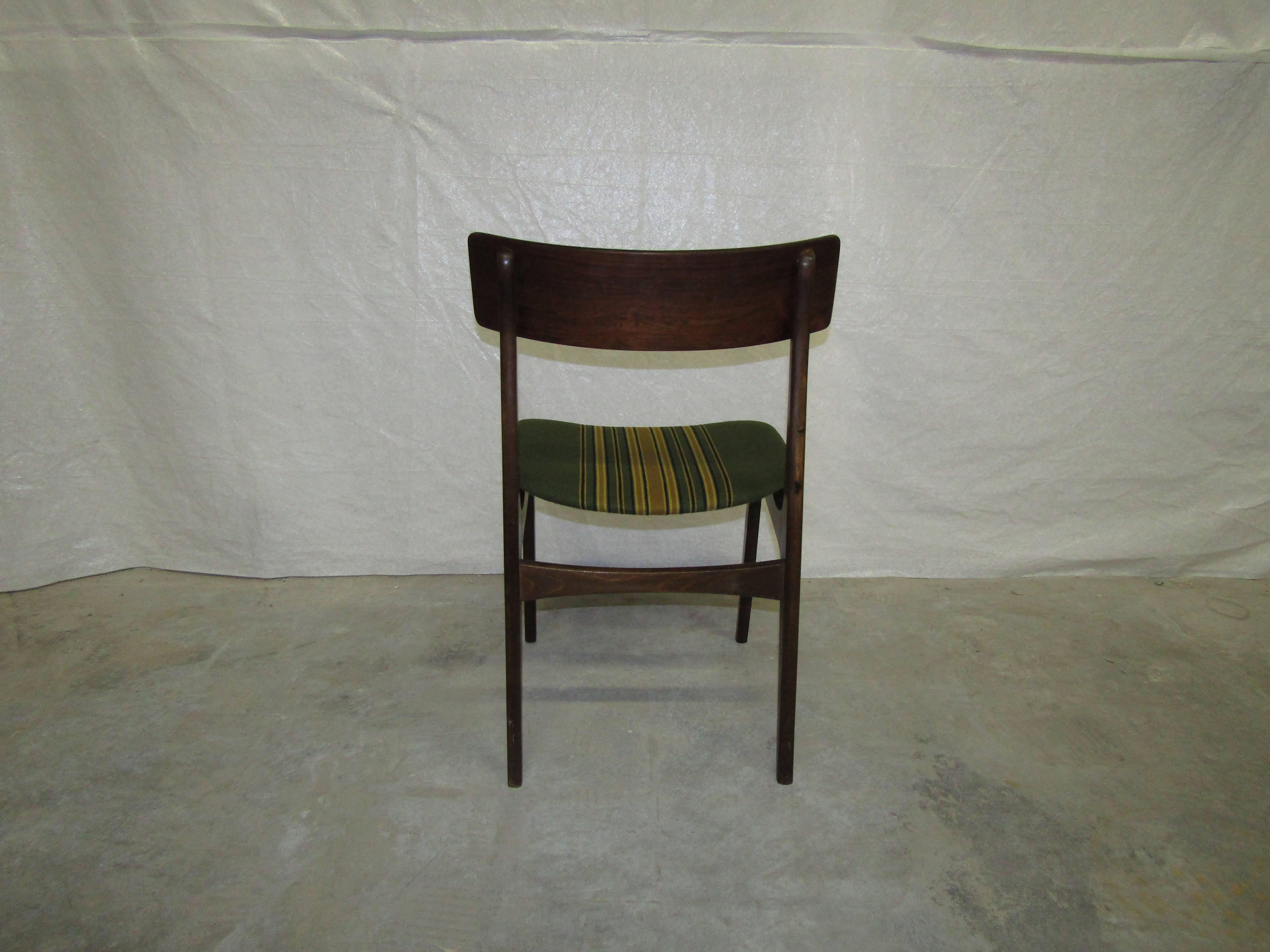 Upholstery Solid Rosewood Dining Chairs Made in Denmark, Set of Four For Sale