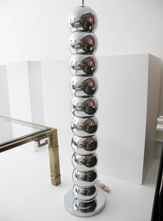 George Kovacs Mid-Century Modern Stacked Chrome Ball Floor Lamp