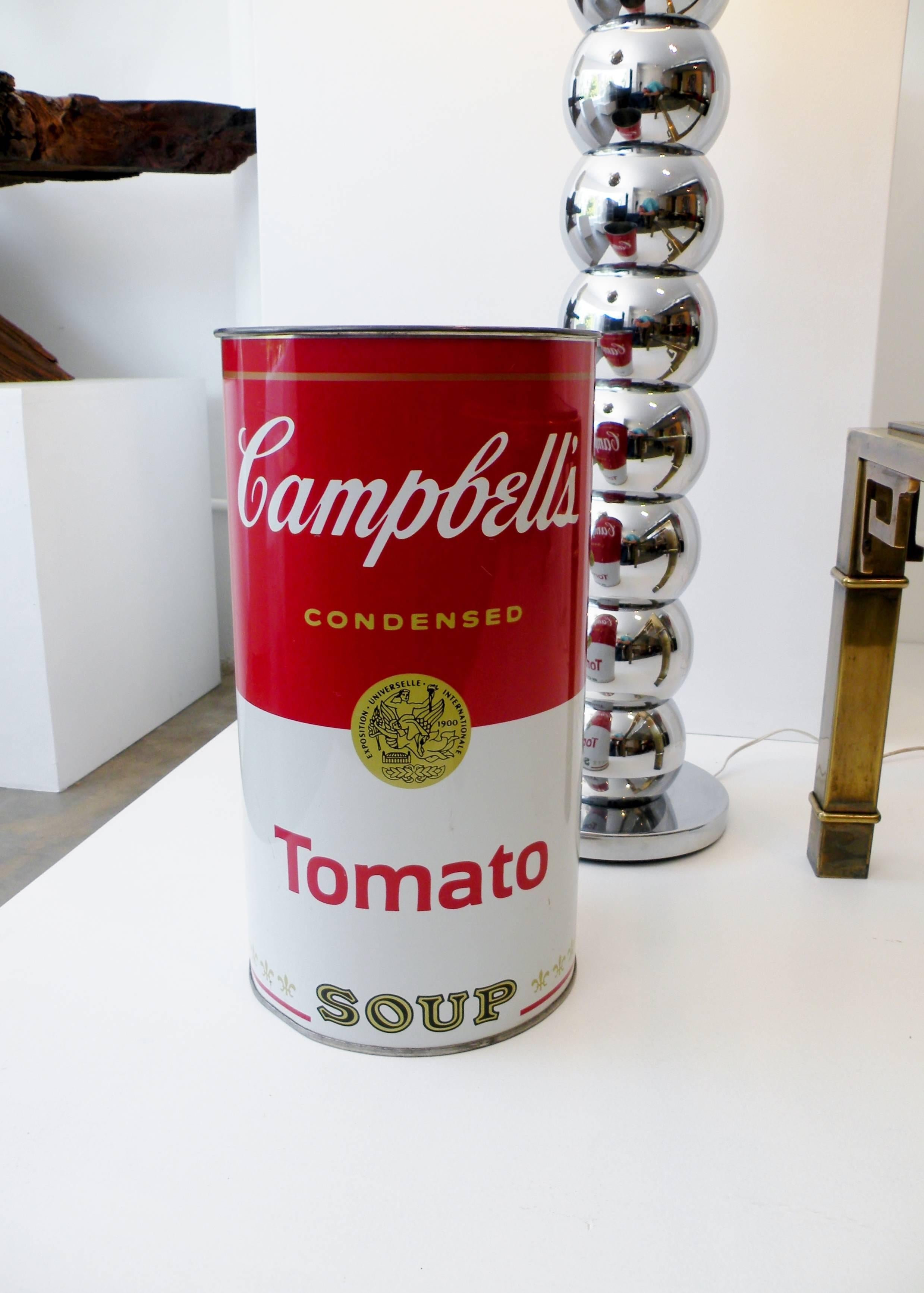 American Mid-Century Campbell's Tomato Soup Umbrella Stand Waste Can After Andy Warhol
