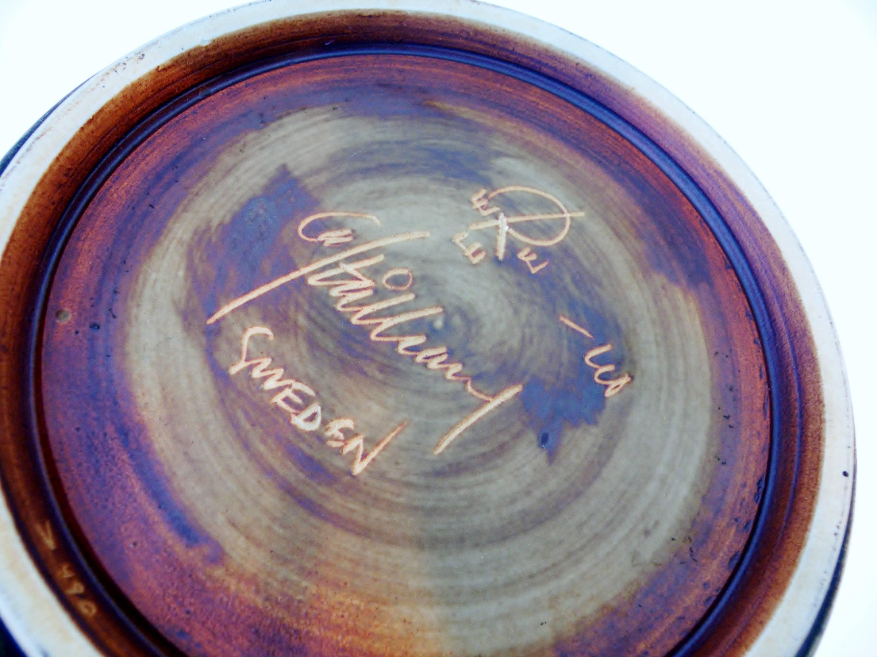 Signierte Carl Harry Stalhane Rörstrand Skandinavische Keramik Schale, Mitte des Jahrhunderts im Zustand „Gut“ im Angebot in Denver, CO