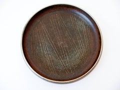Signed Carl Harry Stalhane Rorstrand Scandinavian Pottery Low Bowl Mid-Century
