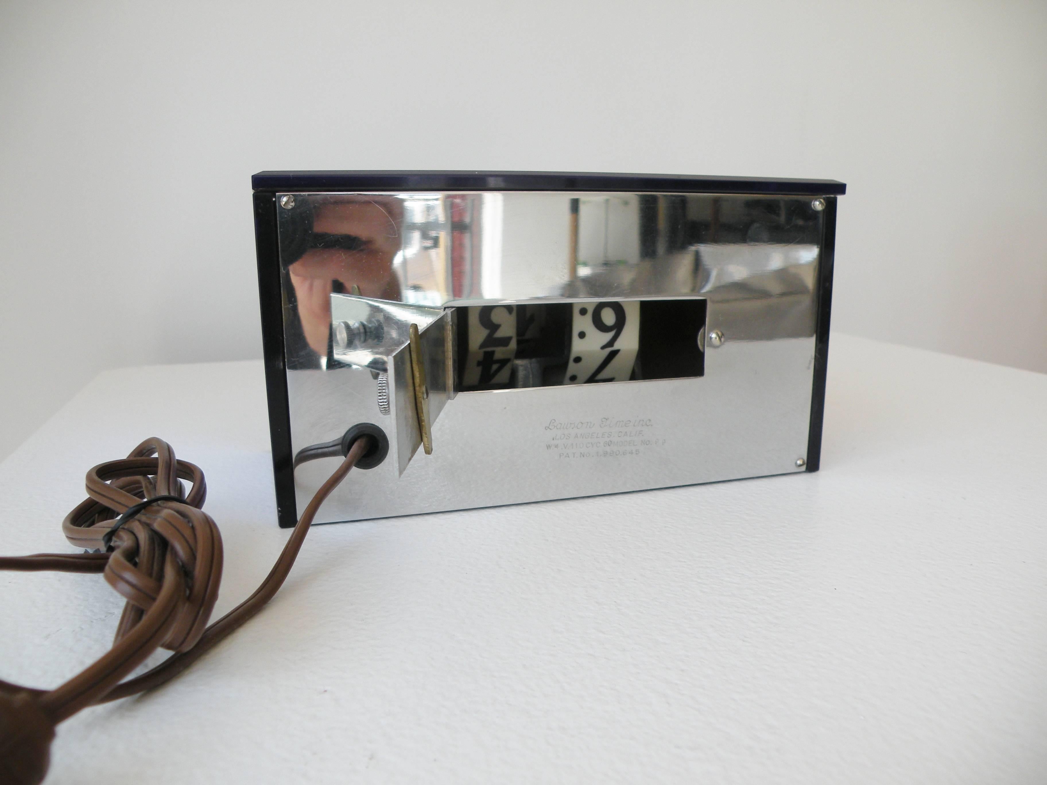 Art Deco 1930s Lawson Cyclometer Digital Clock Blue Mirror Model 99 3