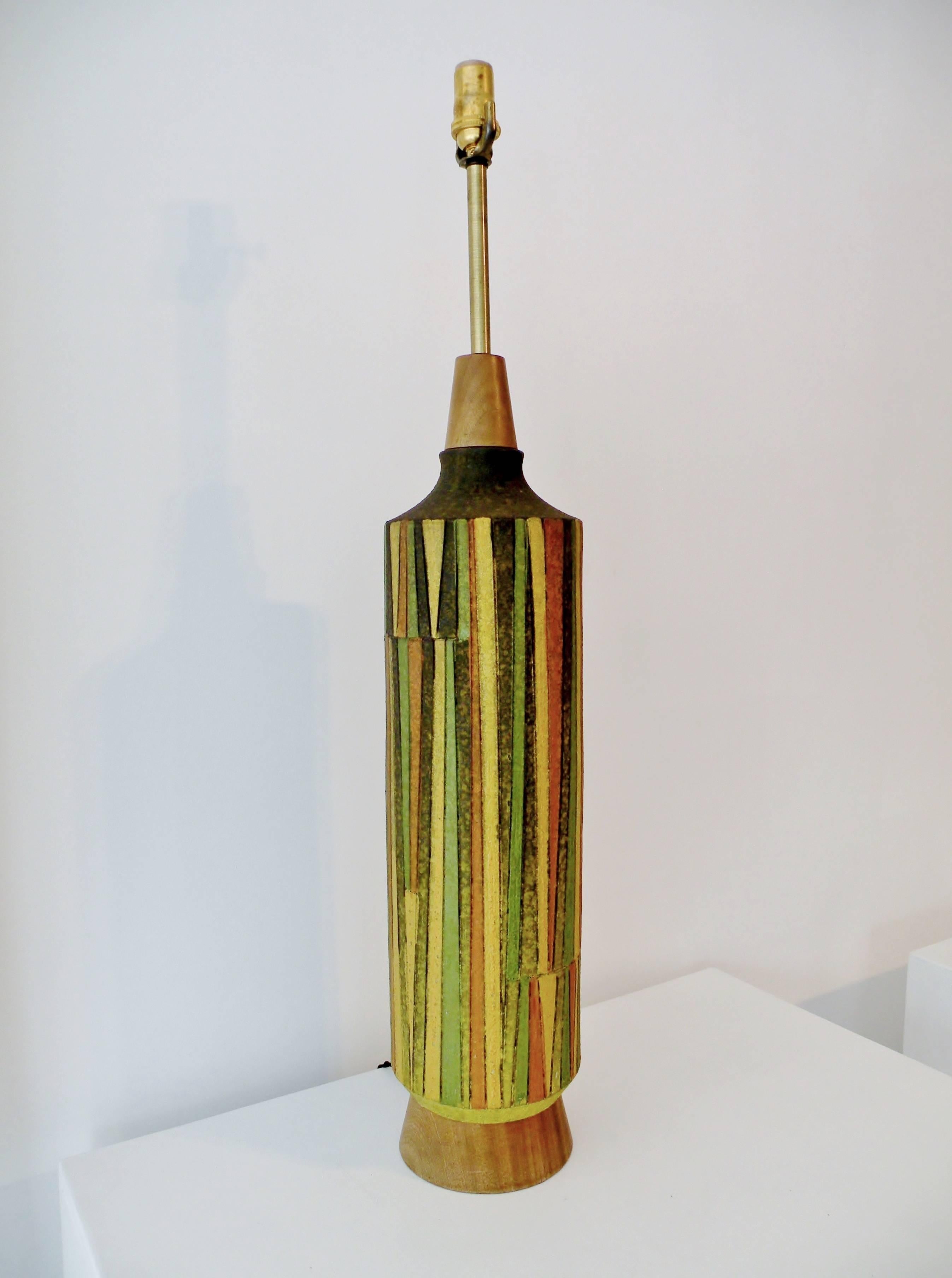 Glazed Large Aldo Londi Milano Moderno Bitossi Italian Art Pottery Table Lamp