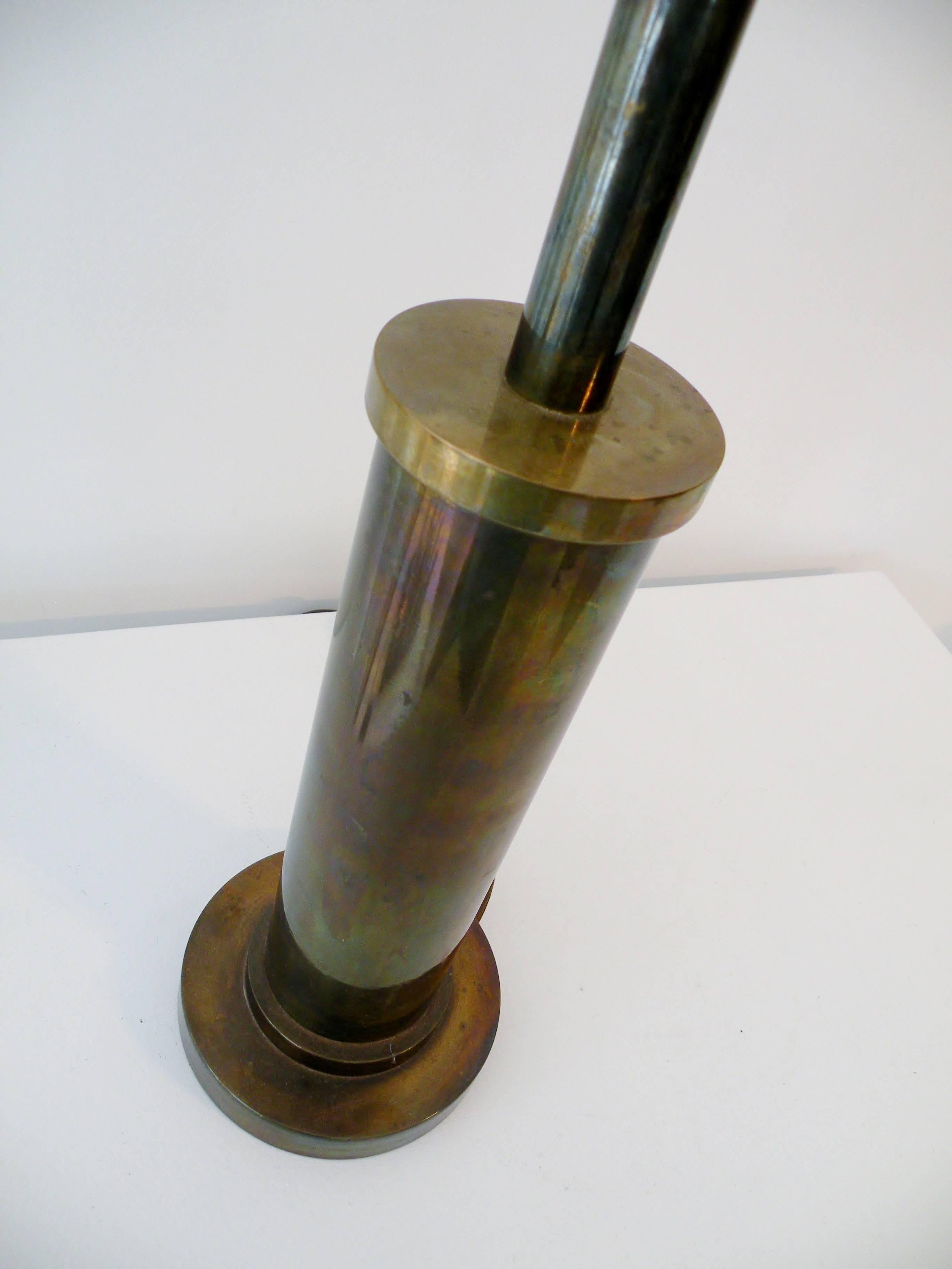 American 1940s Streamline Machine Age Modern Brass Table Lamp For Sale