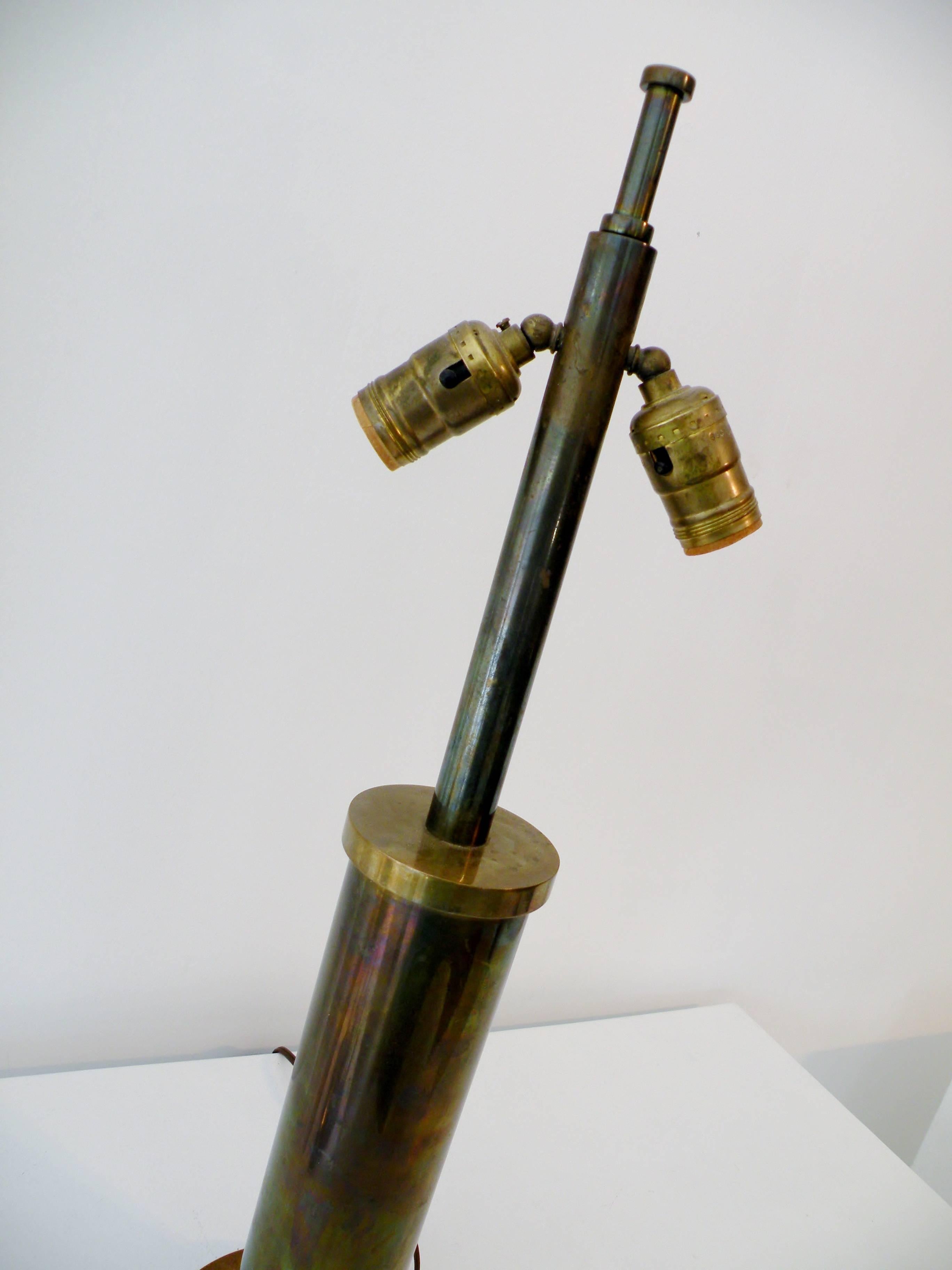 1940s Streamline Machine Age Modern Brass Table Lamp For Sale 2