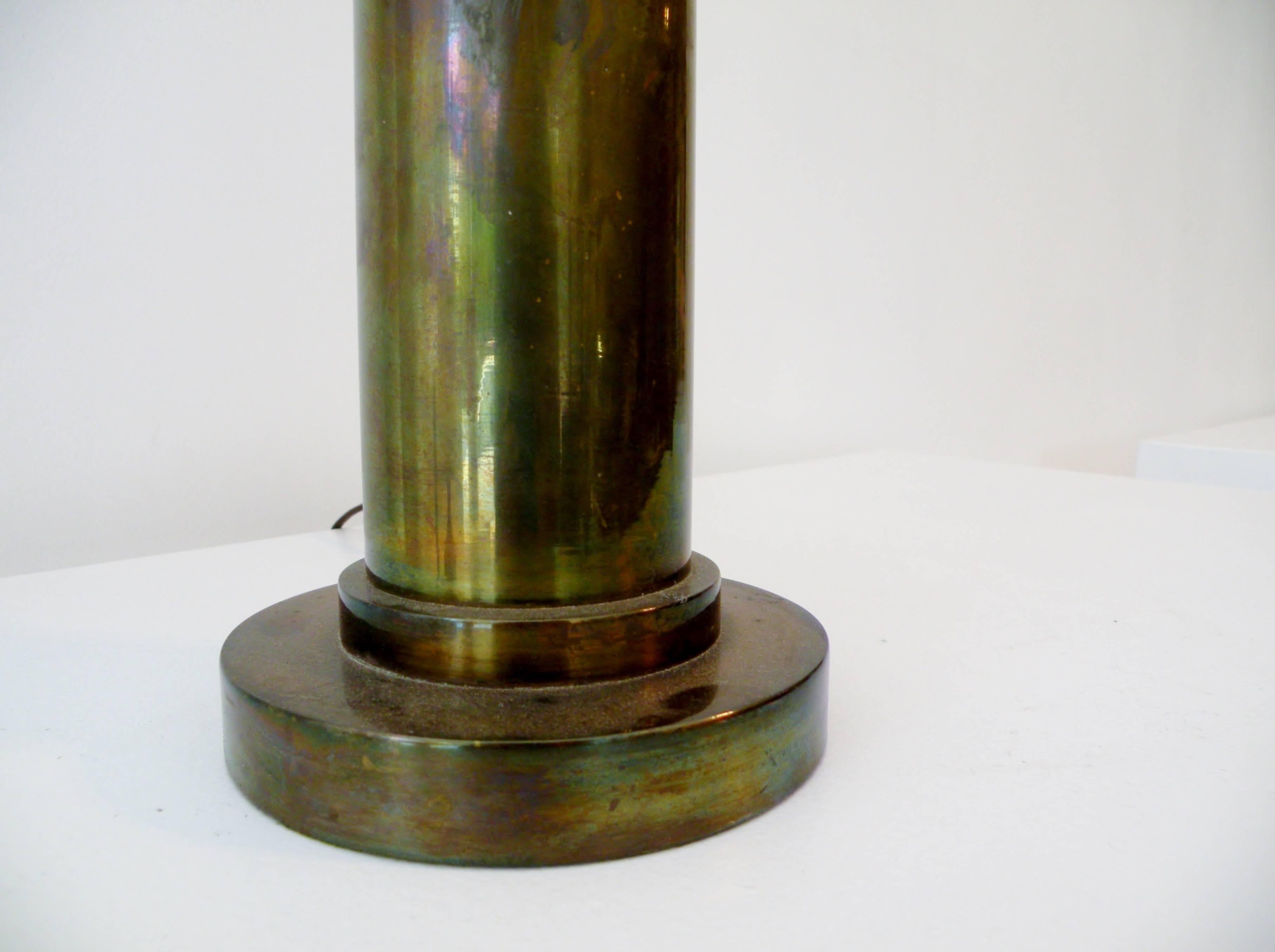 1940s Streamline Machine Age Modern Brass Table Lamp In Good Condition For Sale In Denver, CO